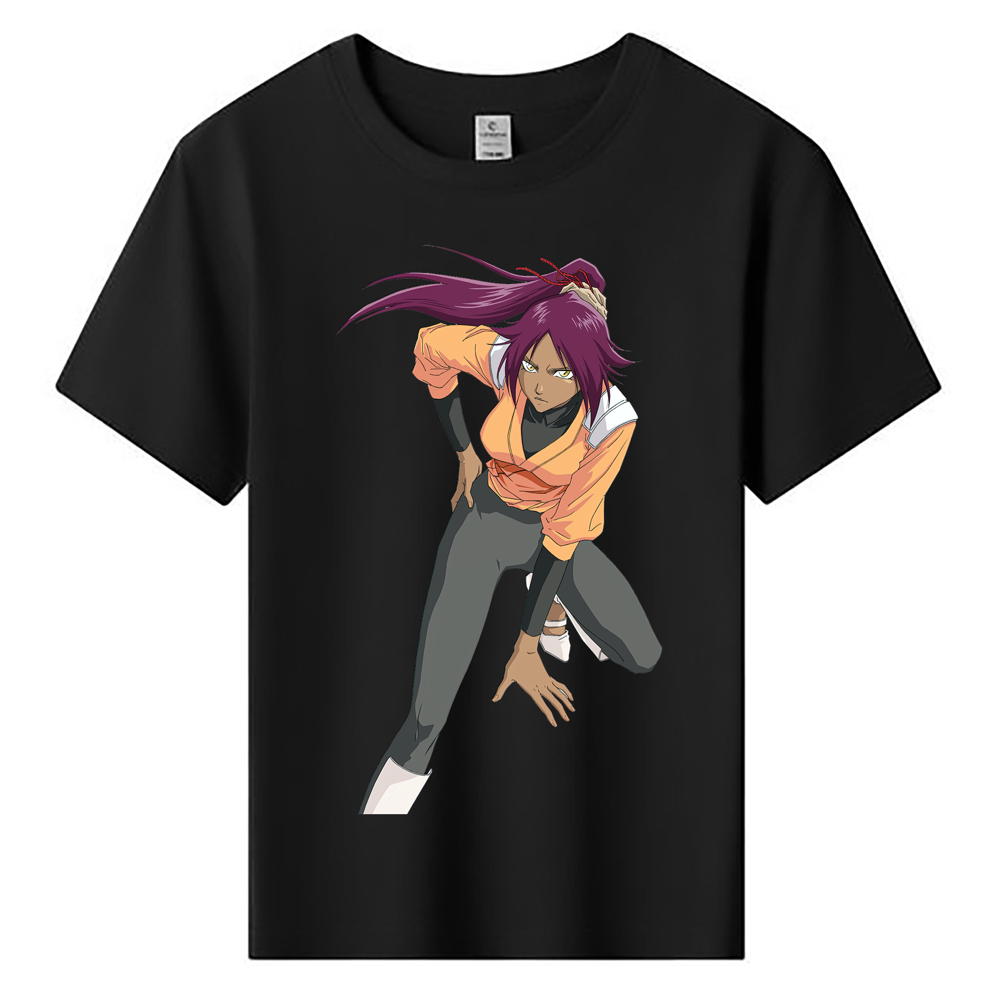 （画像用） ブリーチ 四楓院 夜一（しほういん よるいち） BLEACH Shihouin Yoruichi 綿100％キッズTシャツ（フロントプリント）