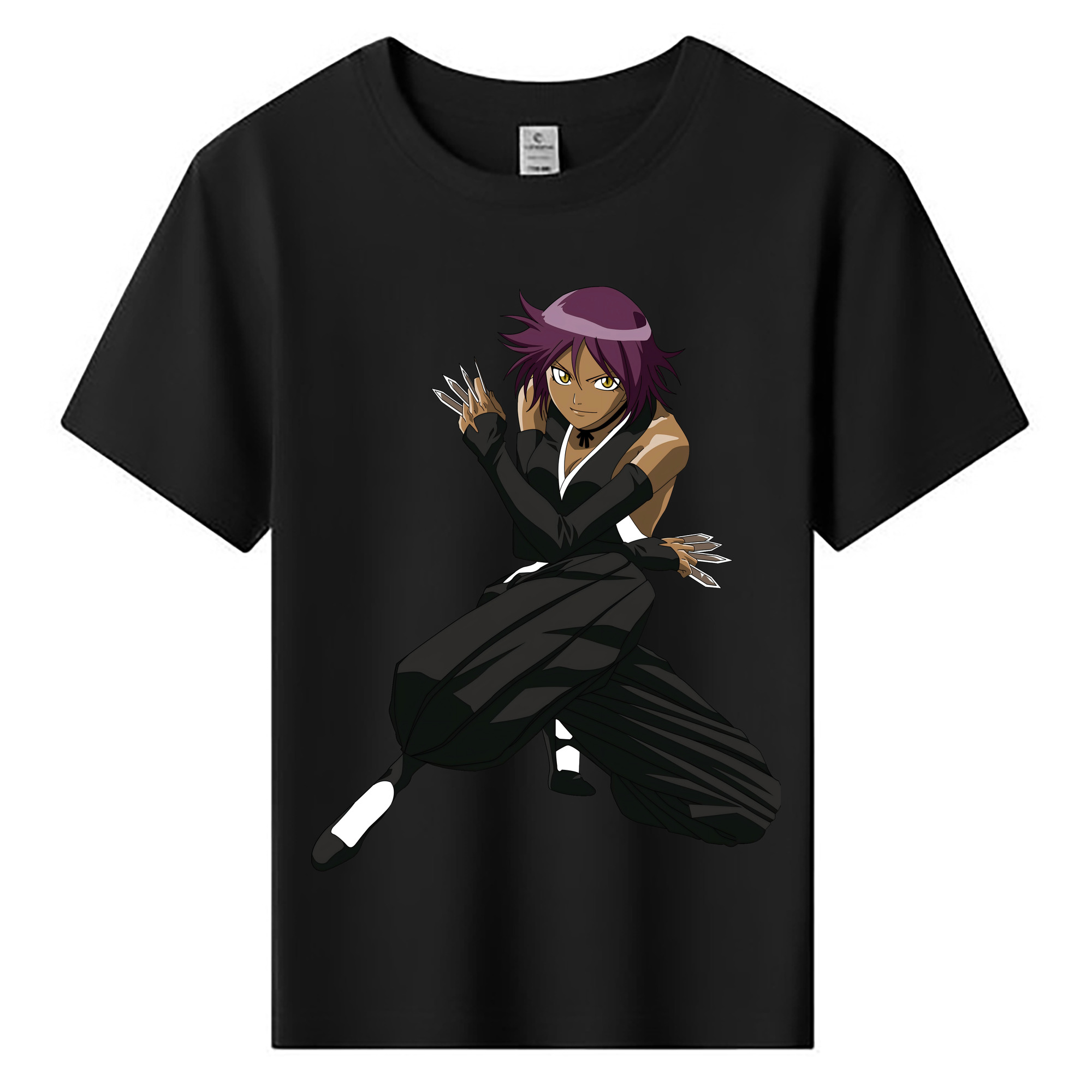 （画像用） ブリーチ 四楓院 夜一（しほういん よるいち） BLEACH Shihouin Yoruichi 綿100％キッズTシャツ（フロントプリント）