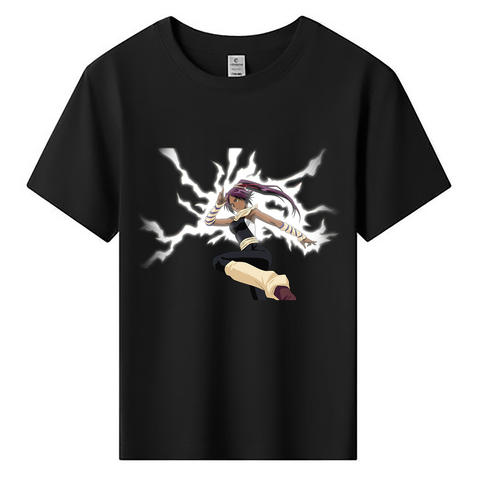 （画像用） ブリーチ 四楓院 夜一（しほういん よるいち） BLEACH Shihouin Yoruichi 綿100％キッズTシャツ（フロントプリント）