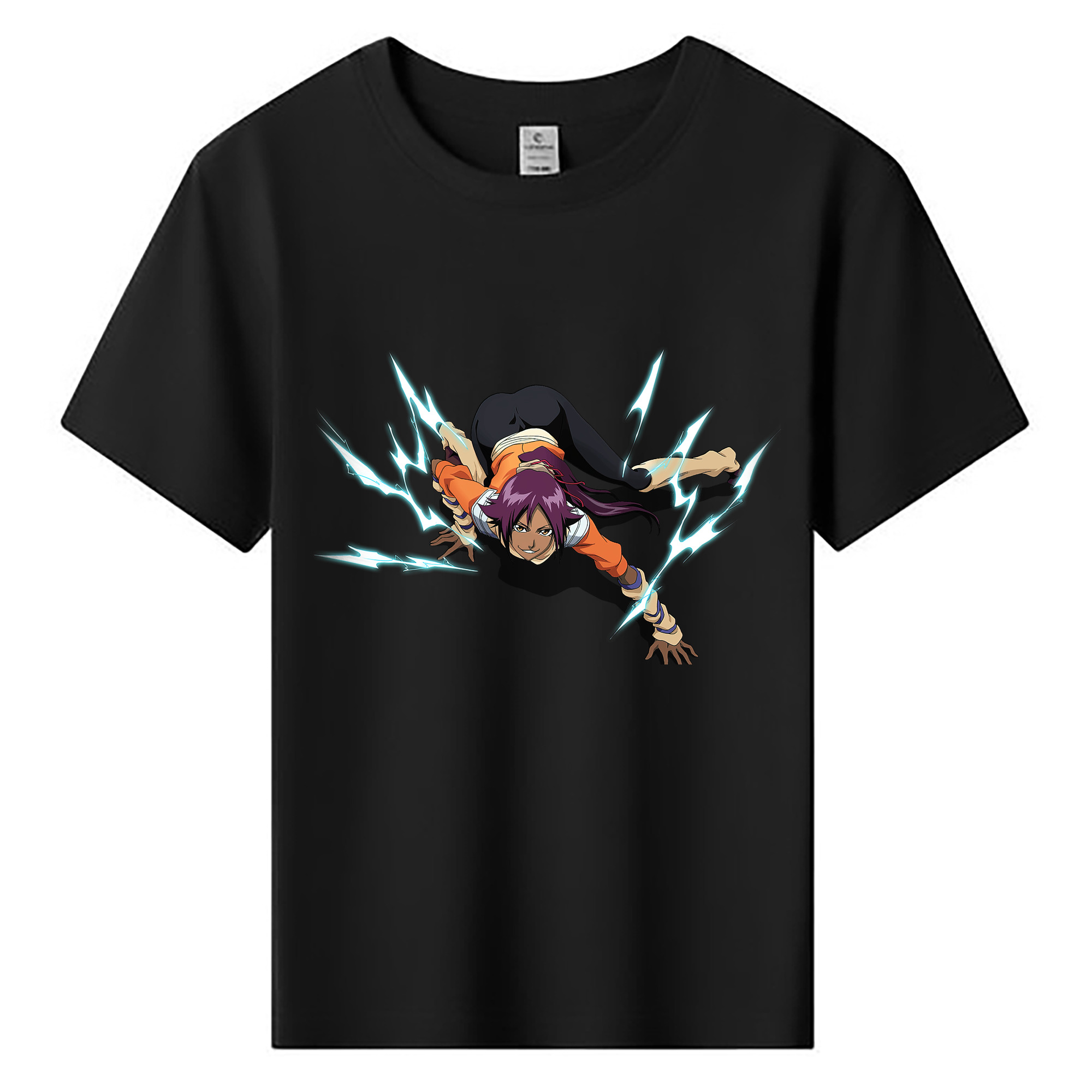 （画像用） ブリーチ 四楓院 夜一（しほういん よるいち） BLEACH Shihouin Yoruichi 綿100％キッズTシャツ（フロントプリント）