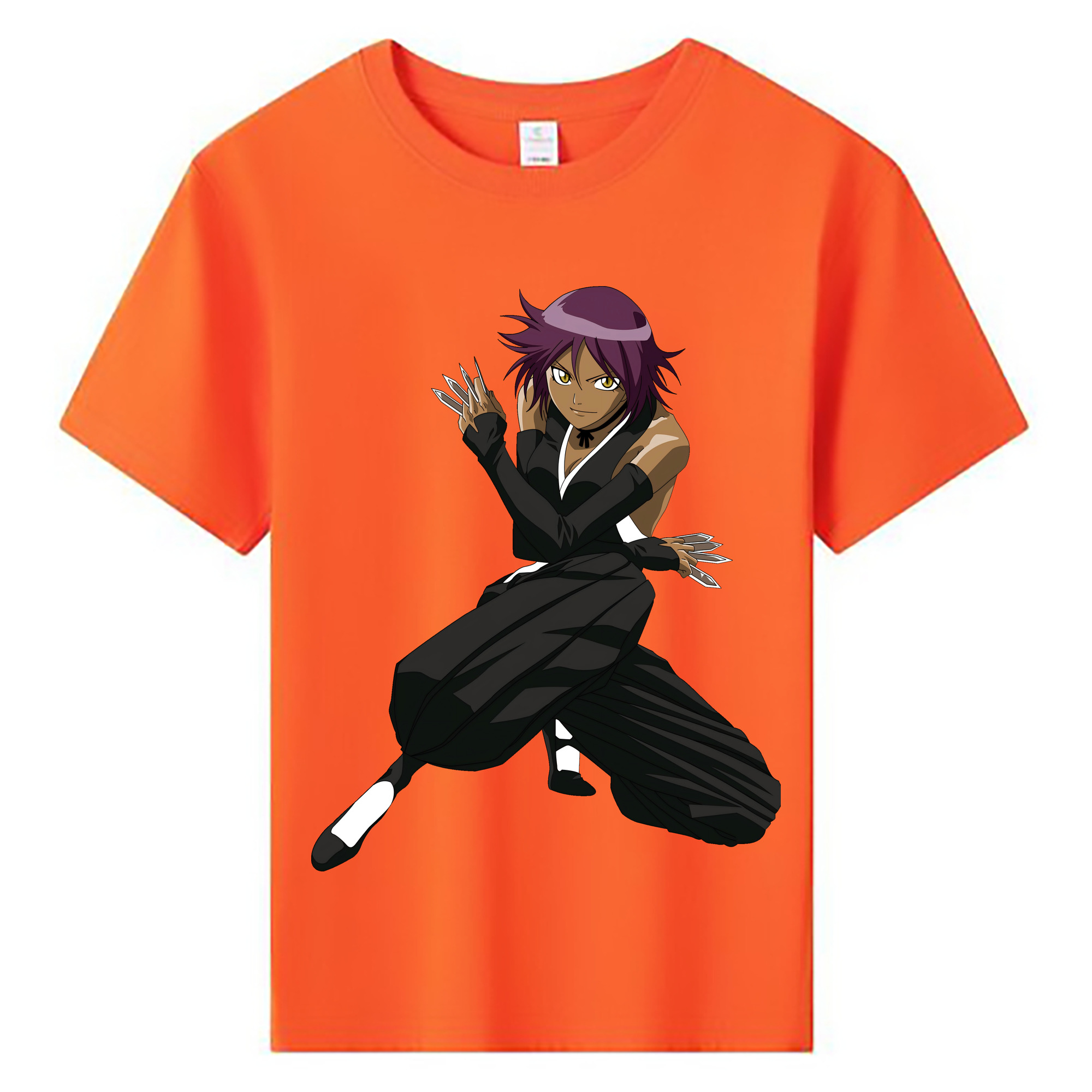 （画像用） ブリーチ 四楓院 夜一（しほういん よるいち） BLEACH Shihouin Yoruichi 綿100％キッズTシャツ（フロントプリント）