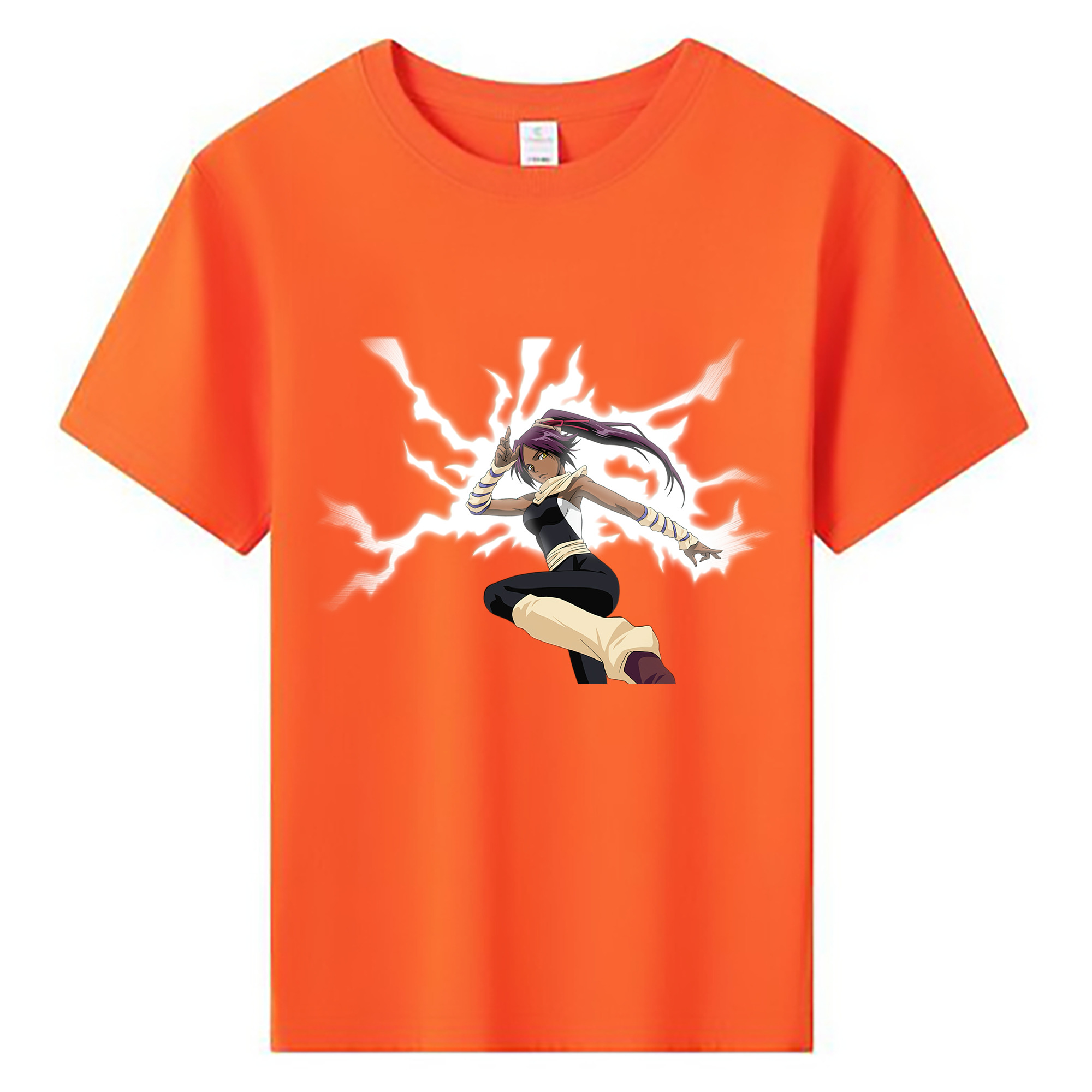 （画像用） ブリーチ 四楓院 夜一（しほういん よるいち） BLEACH Shihouin Yoruichi 綿100％キッズTシャツ（フロントプリント）