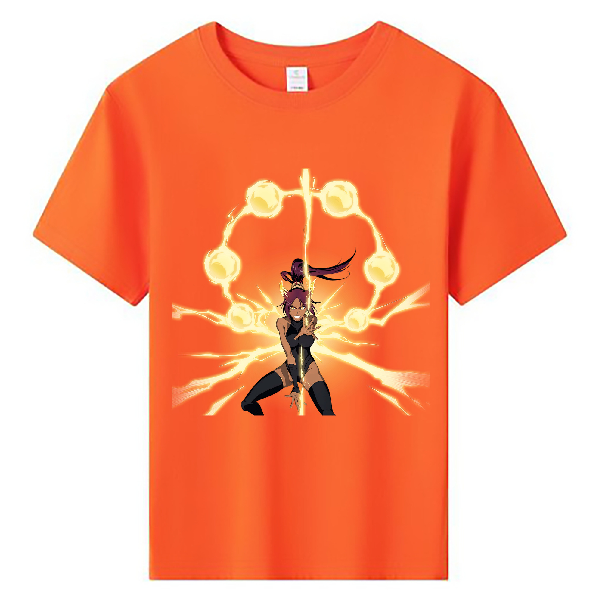 （画像用） ブリーチ 四楓院 夜一（しほういん よるいち） BLEACH Shihouin Yoruichi 綿100％キッズTシャツ（フロントプリント）