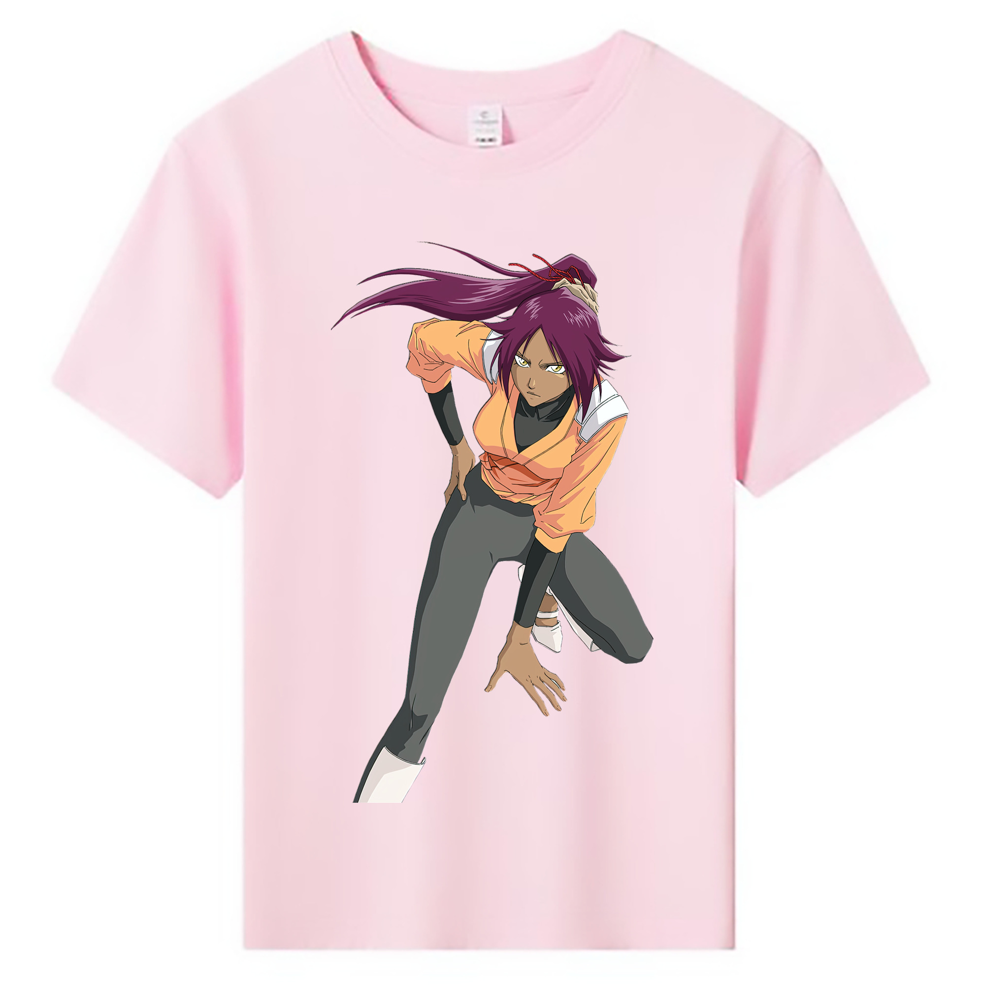 （画像用） ブリーチ 四楓院 夜一（しほういん よるいち） BLEACH Shihouin Yoruichi 綿100％キッズTシャツ（フロントプリント）