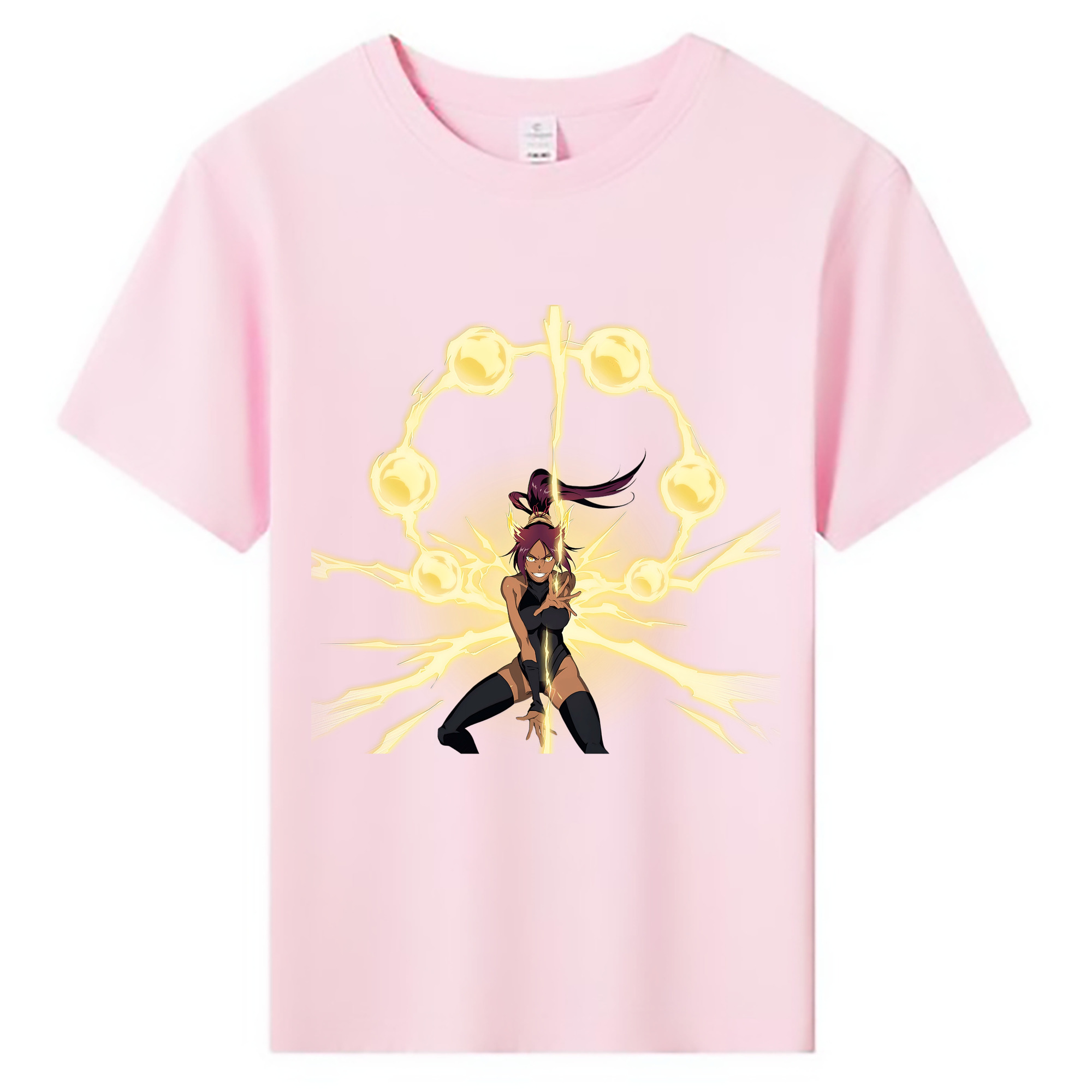 （画像用） ブリーチ 四楓院 夜一（しほういん よるいち） BLEACH Shihouin Yoruichi 綿100％キッズTシャツ（フロントプリント）