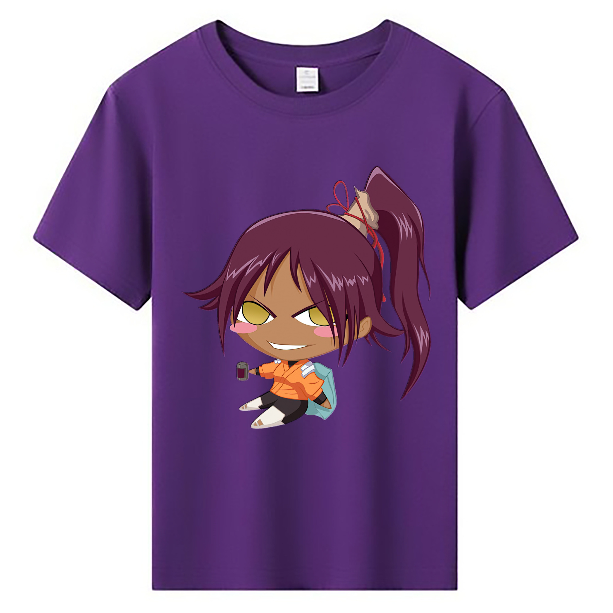 （画像用） ブリーチ 四楓院 夜一（しほういん よるいち） BLEACH Shihouin Yoruichi 綿100％キッズTシャツ（フロントプリント）