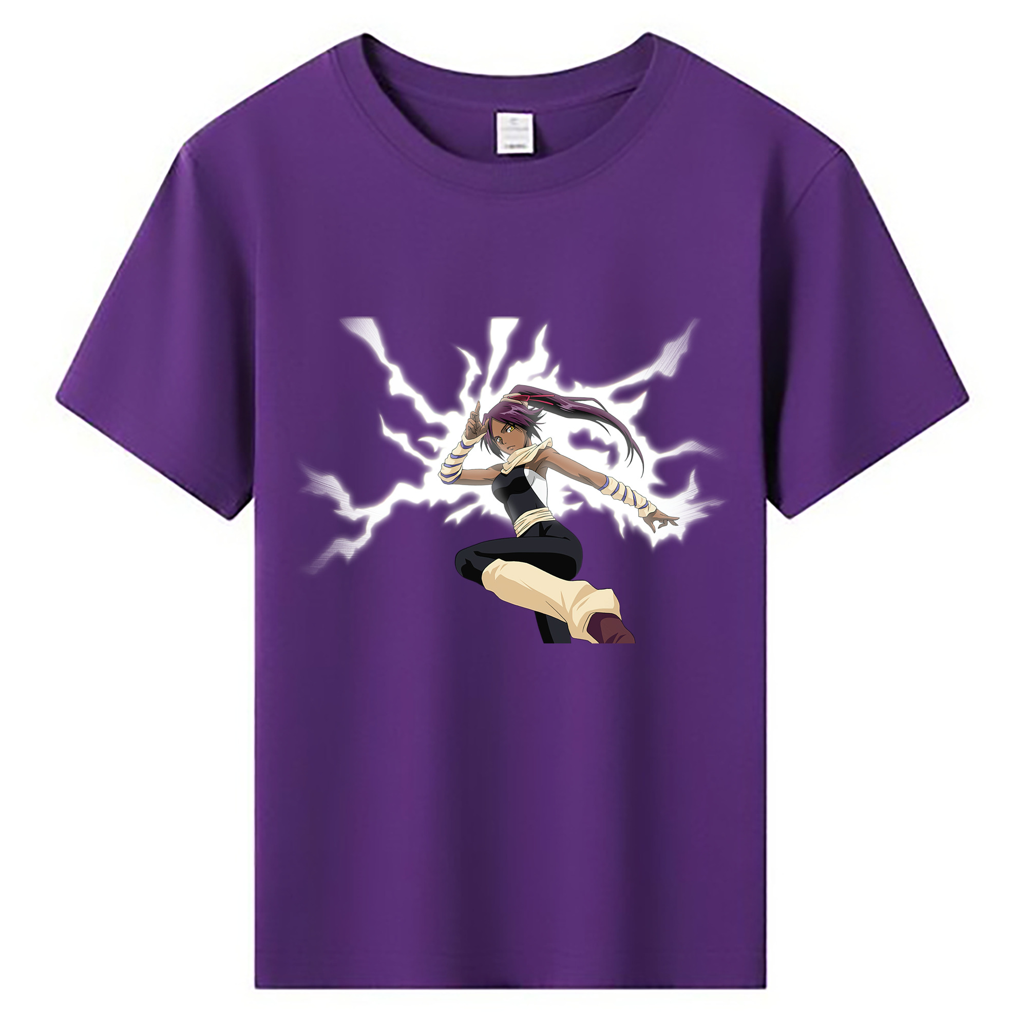 （画像用） ブリーチ 四楓院 夜一（しほういん よるいち） BLEACH Shihouin Yoruichi 綿100％キッズTシャツ（フロントプリント）
