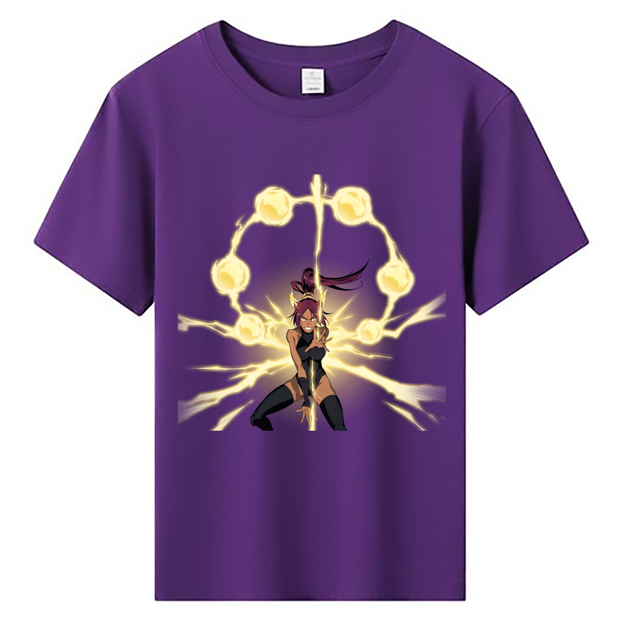 （画像用） ブリーチ 四楓院 夜一（しほういん よるいち） BLEACH Shihouin Yoruichi 綿100％キッズTシャツ（フロントプリント）