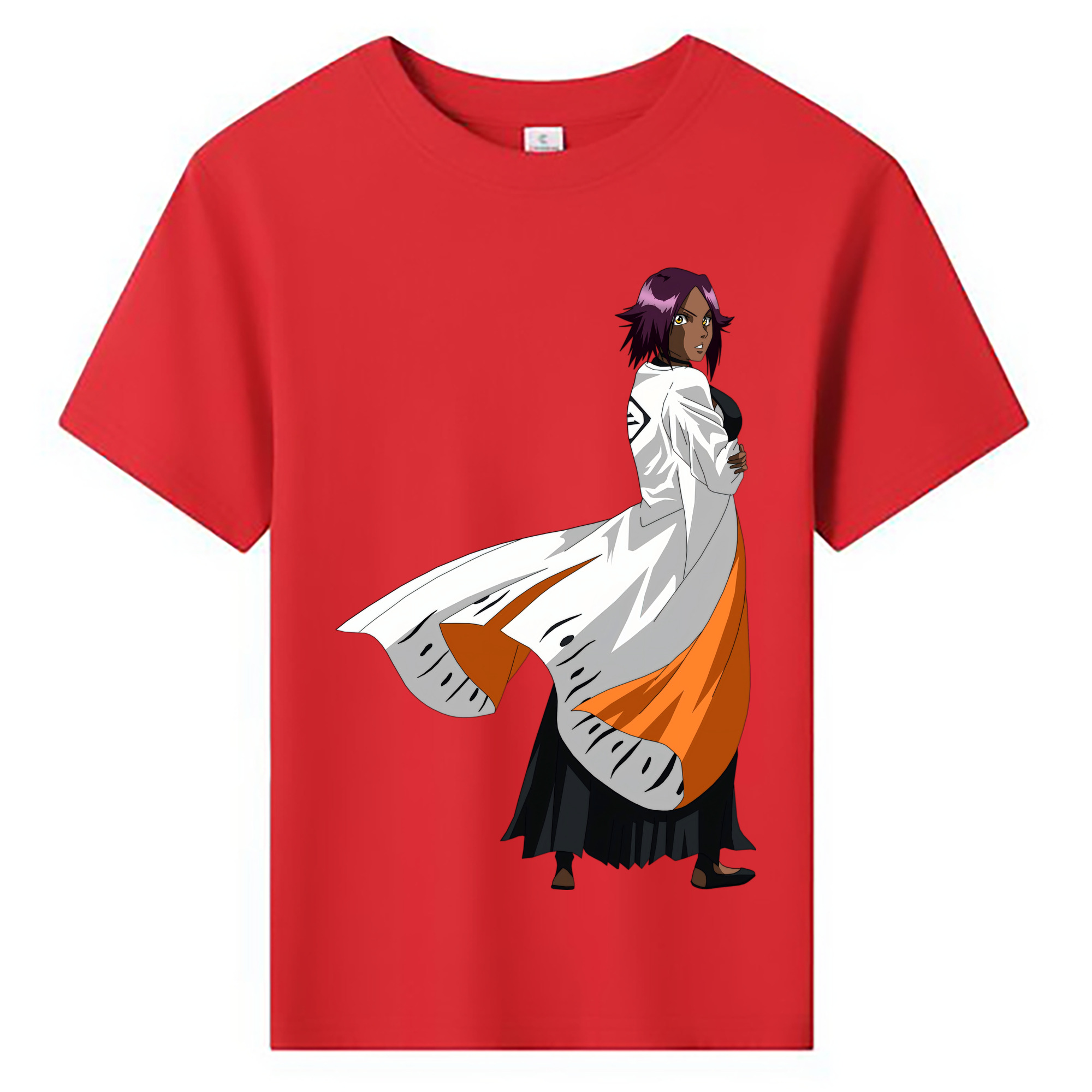 （画像用） ブリーチ 四楓院 夜一（しほういん よるいち） BLEACH Shihouin Yoruichi 綿100％キッズTシャツ（フロントプリント）