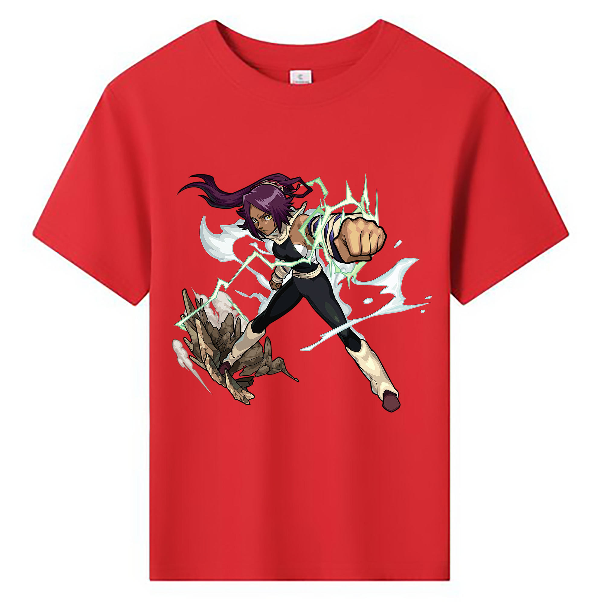 （画像用） ブリーチ 四楓院 夜一（しほういん よるいち） BLEACH Shihouin Yoruichi 綿100％キッズTシャツ（フロントプリント）