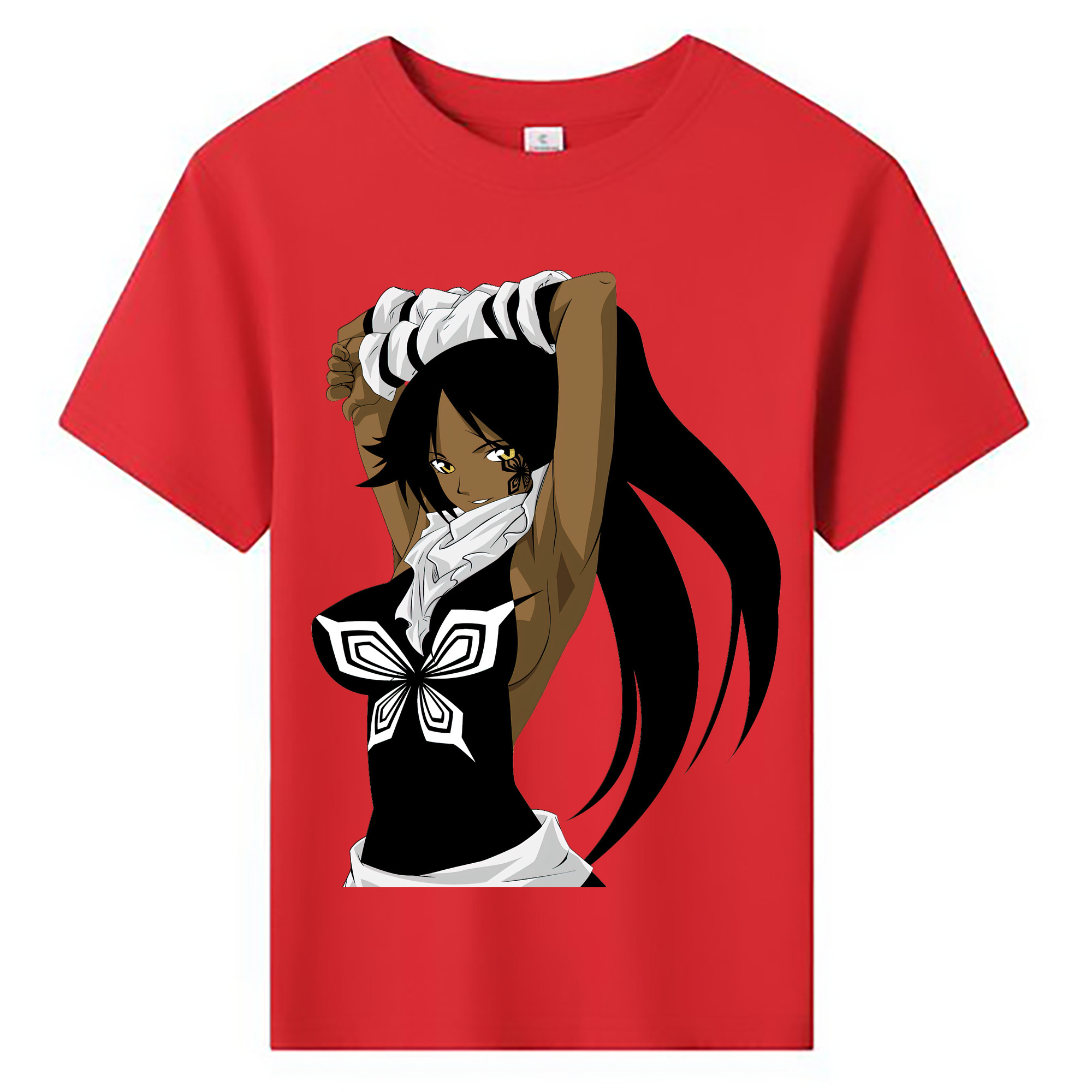 （画像用） ブリーチ 四楓院 夜一（しほういん よるいち） BLEACH Shihouin Yoruichi 綿100％キッズTシャツ（フロントプリント）