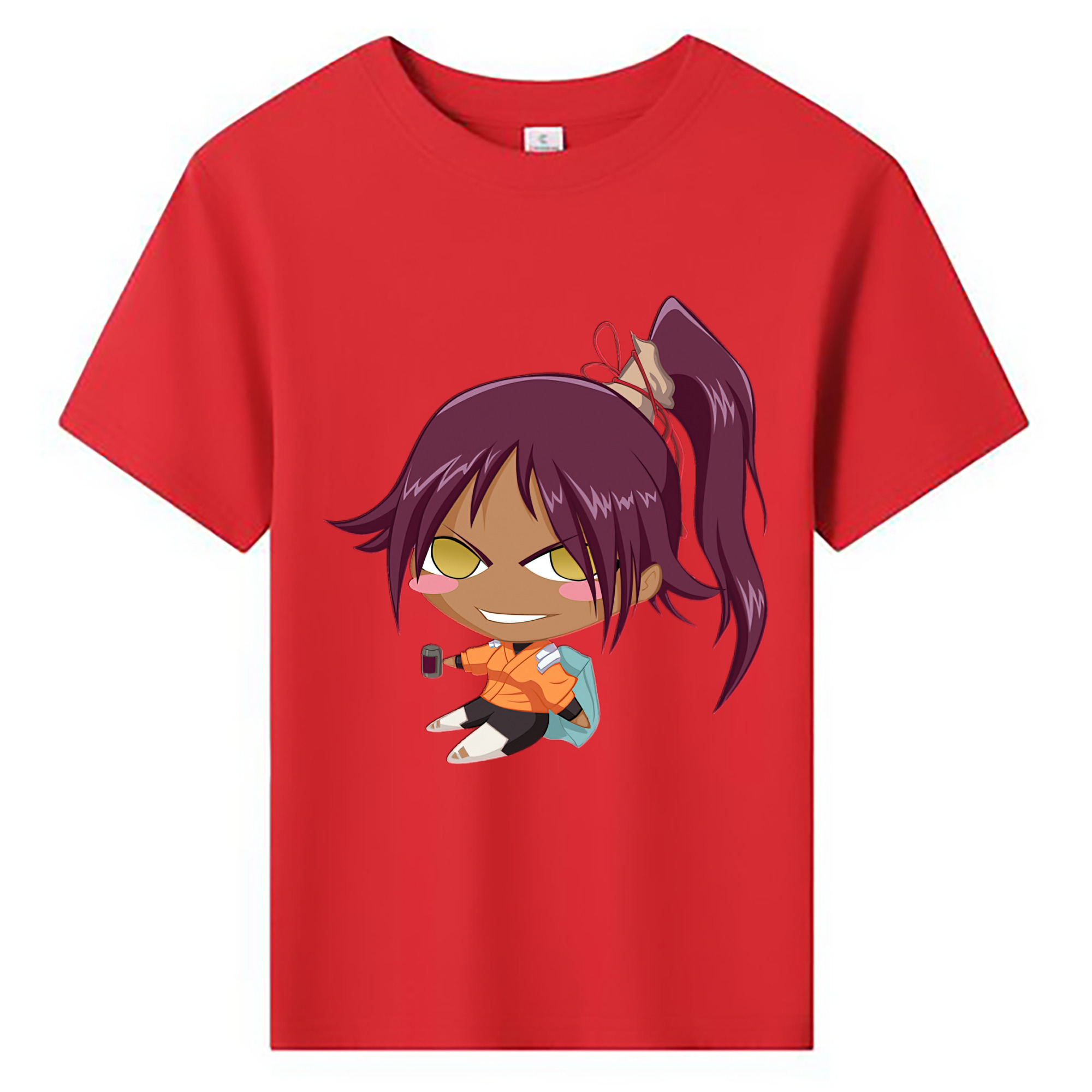 （画像用） ブリーチ 四楓院 夜一（しほういん よるいち） BLEACH Shihouin Yoruichi 綿100％キッズTシャツ（フロントプリント）