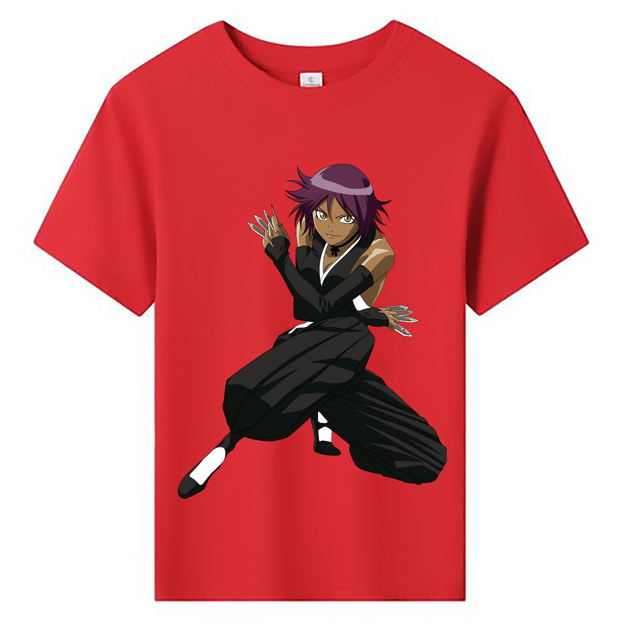 （画像用） ブリーチ 四楓院 夜一（しほういん よるいち） BLEACH Shihouin Yoruichi 綿100％キッズTシャツ（フロントプリント）