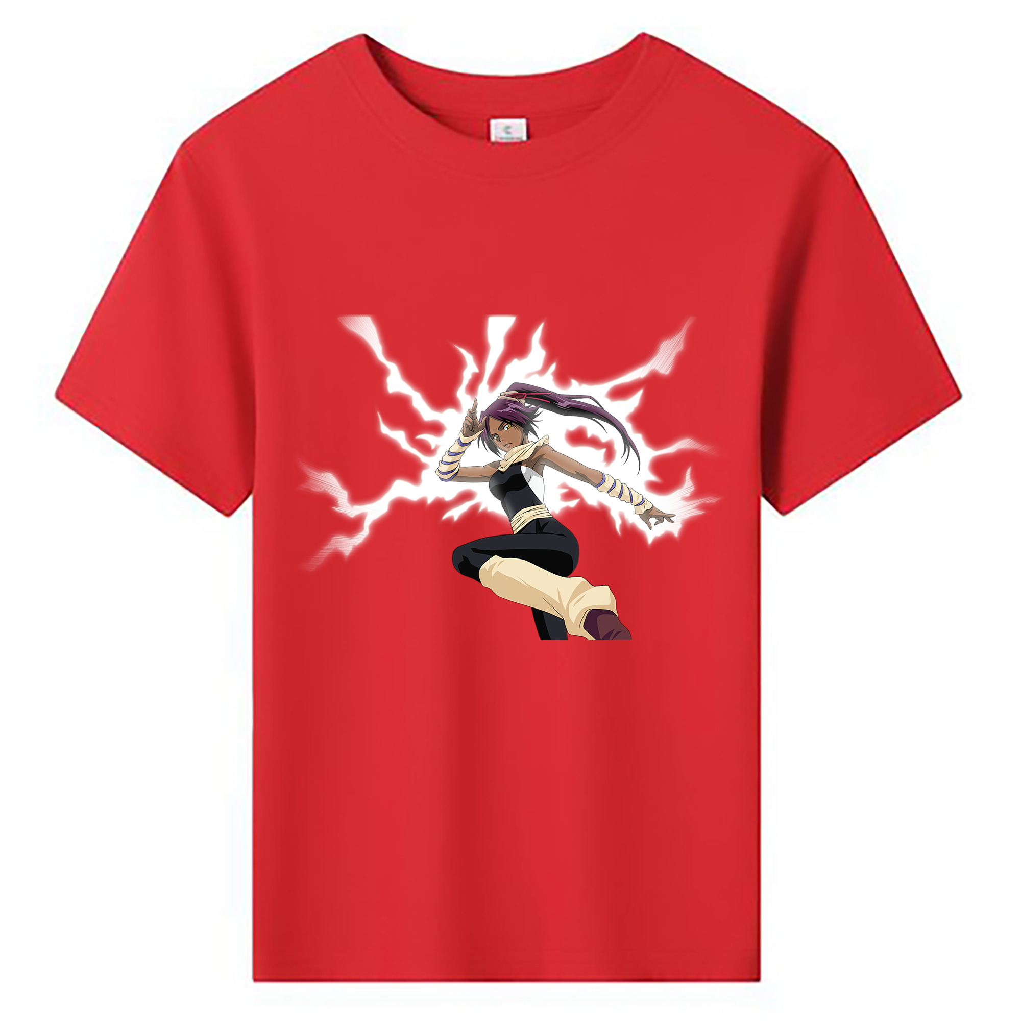 （画像用） ブリーチ 四楓院 夜一（しほういん よるいち） BLEACH Shihouin Yoruichi 綿100％キッズTシャツ（フロントプリント）