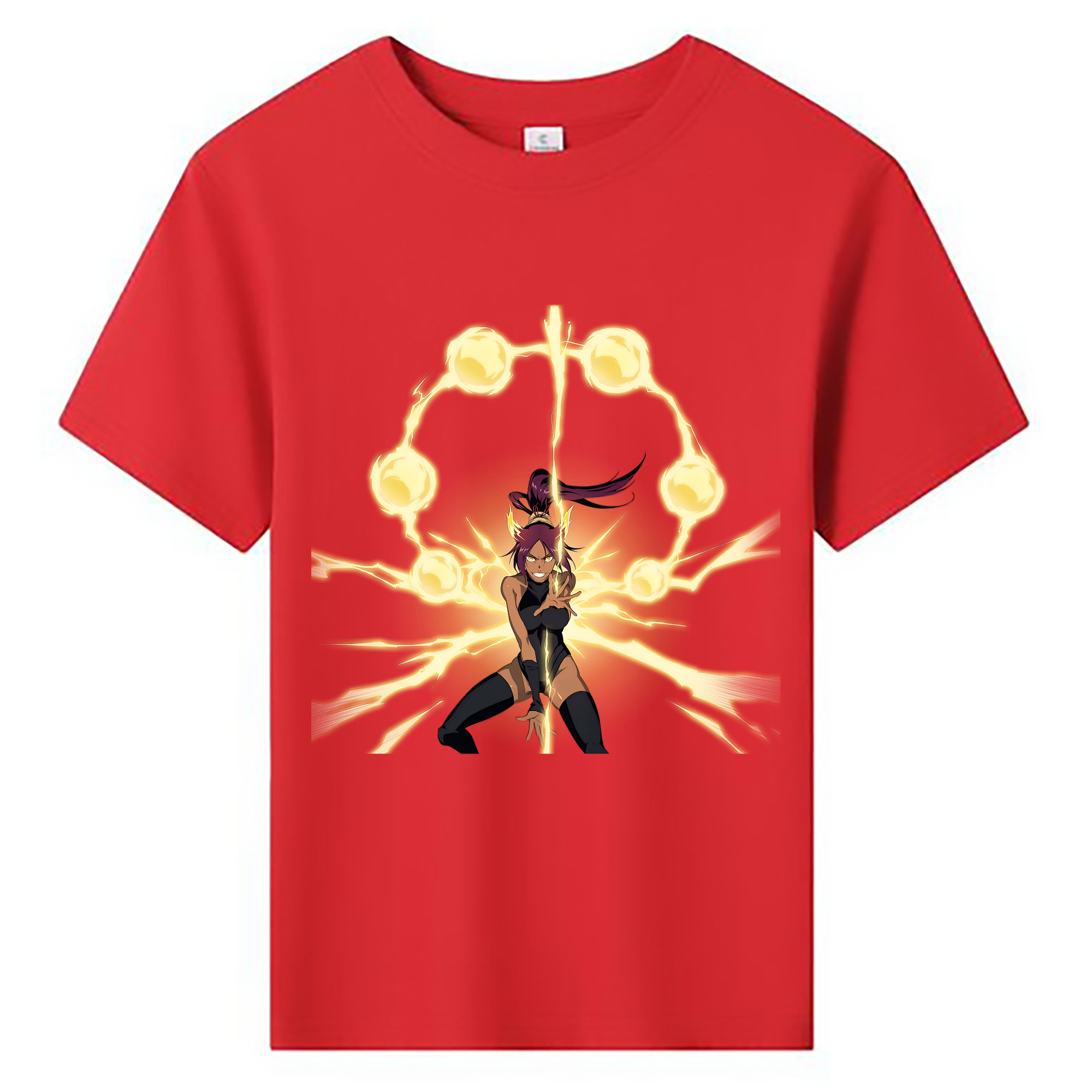 （画像用） ブリーチ 四楓院 夜一（しほういん よるいち） BLEACH Shihouin Yoruichi 綿100％キッズTシャツ（フロントプリント）