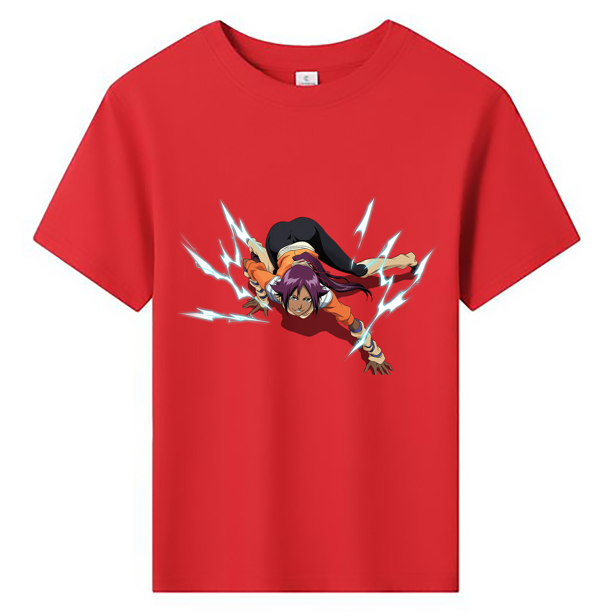 （画像用） ブリーチ 四楓院 夜一（しほういん よるいち） BLEACH Shihouin Yoruichi 綿100％キッズTシャツ（フロントプリント）