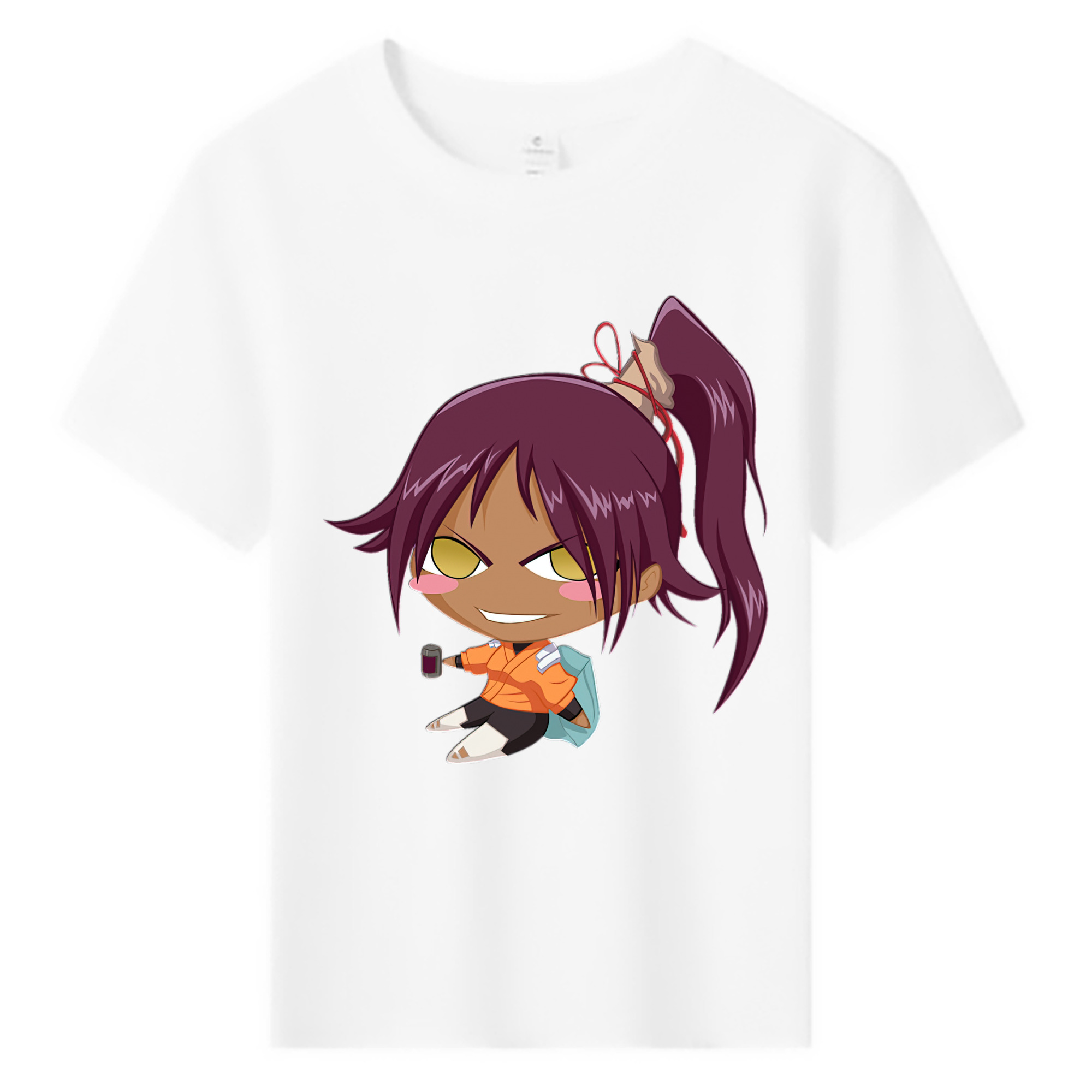（画像用） ブリーチ 四楓院 夜一（しほういん よるいち） BLEACH Shihouin Yoruichi 綿100％キッズTシャツ（フロントプリント）