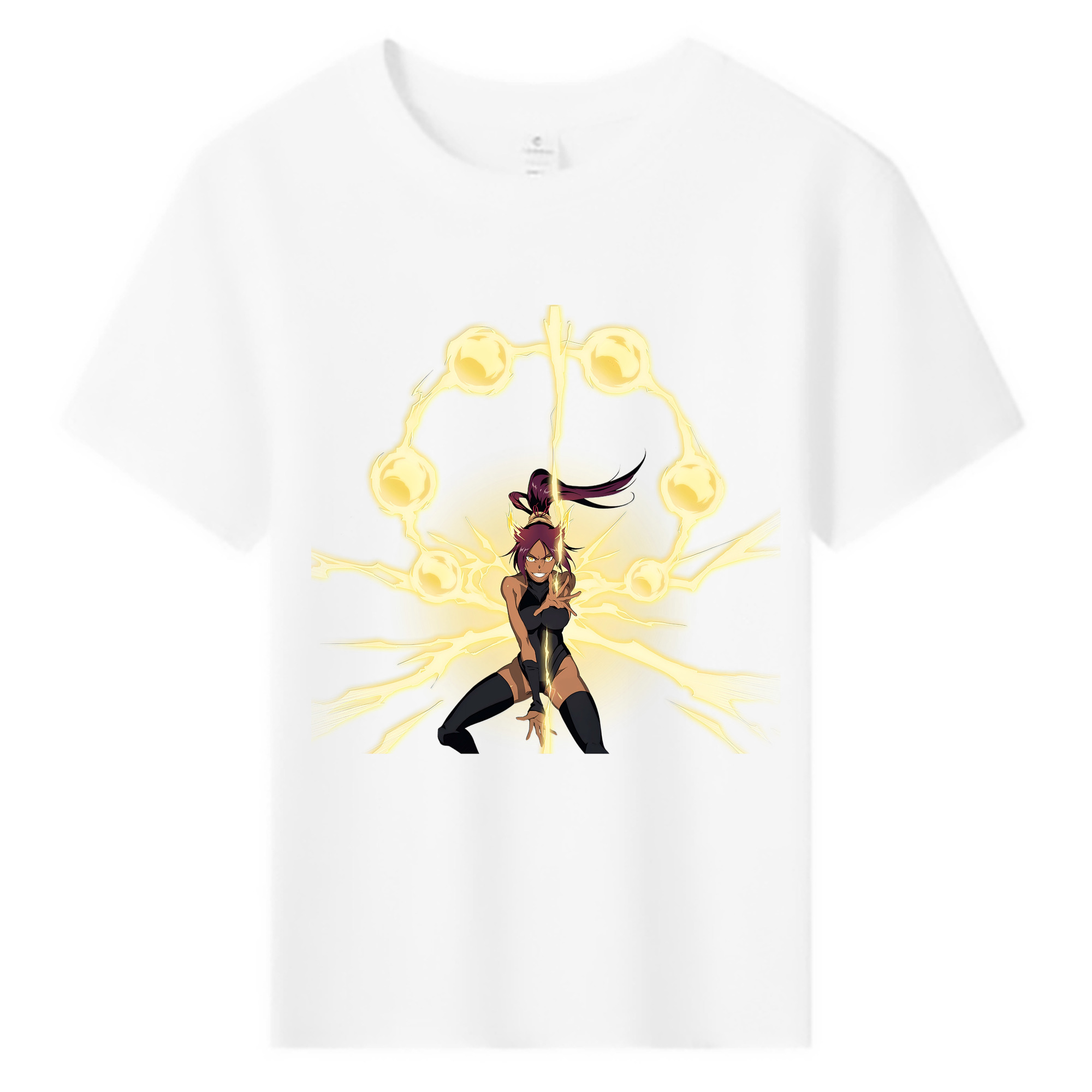 （画像用） ブリーチ 四楓院 夜一（しほういん よるいち） BLEACH Shihouin Yoruichi 綿100％キッズTシャツ（フロントプリント）