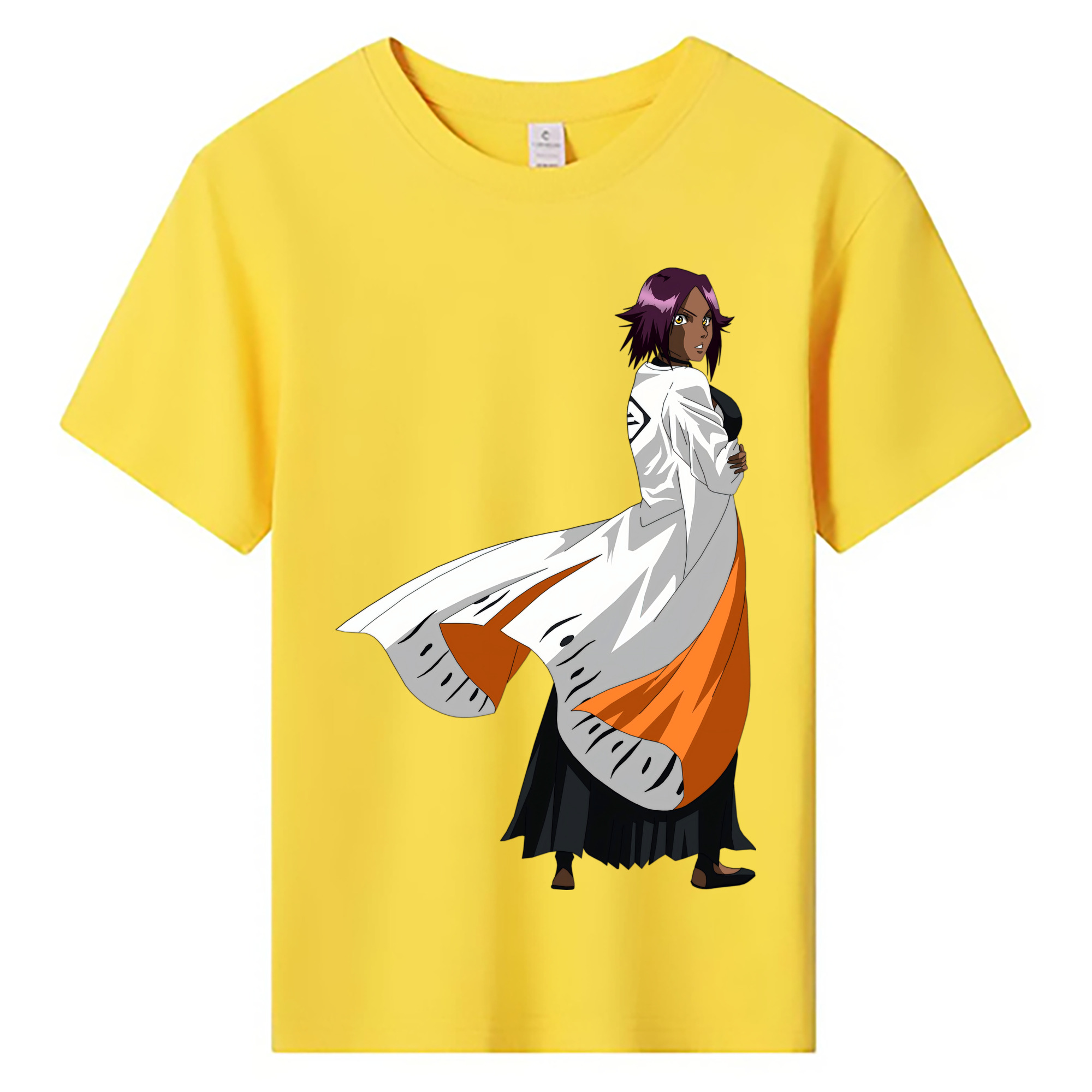 （画像用） ブリーチ 四楓院 夜一（しほういん よるいち） BLEACH Shihouin Yoruichi 綿100％キッズTシャツ（フロントプリント）