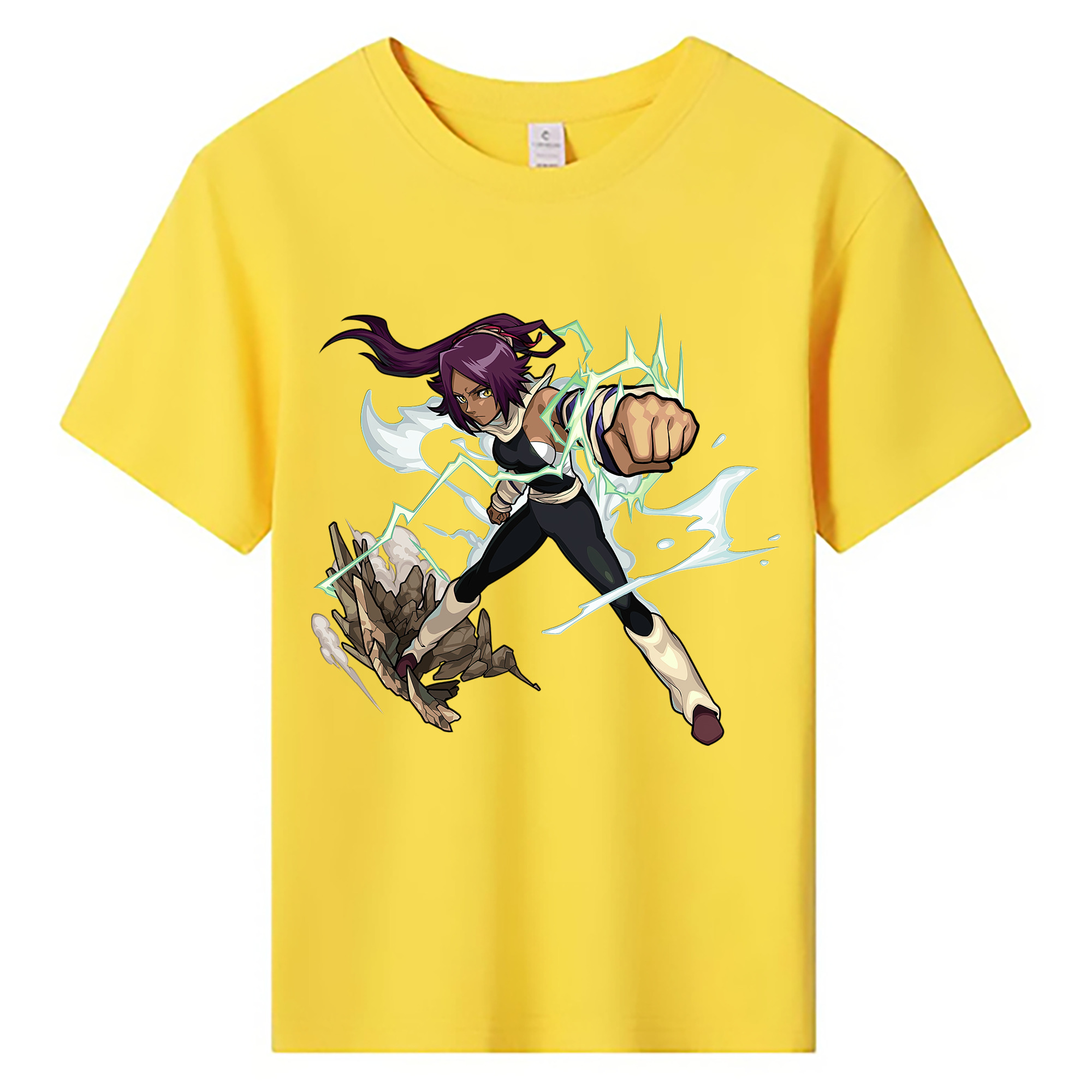 （画像用） ブリーチ 四楓院 夜一（しほういん よるいち） BLEACH Shihouin Yoruichi 綿100％キッズTシャツ（フロントプリント）