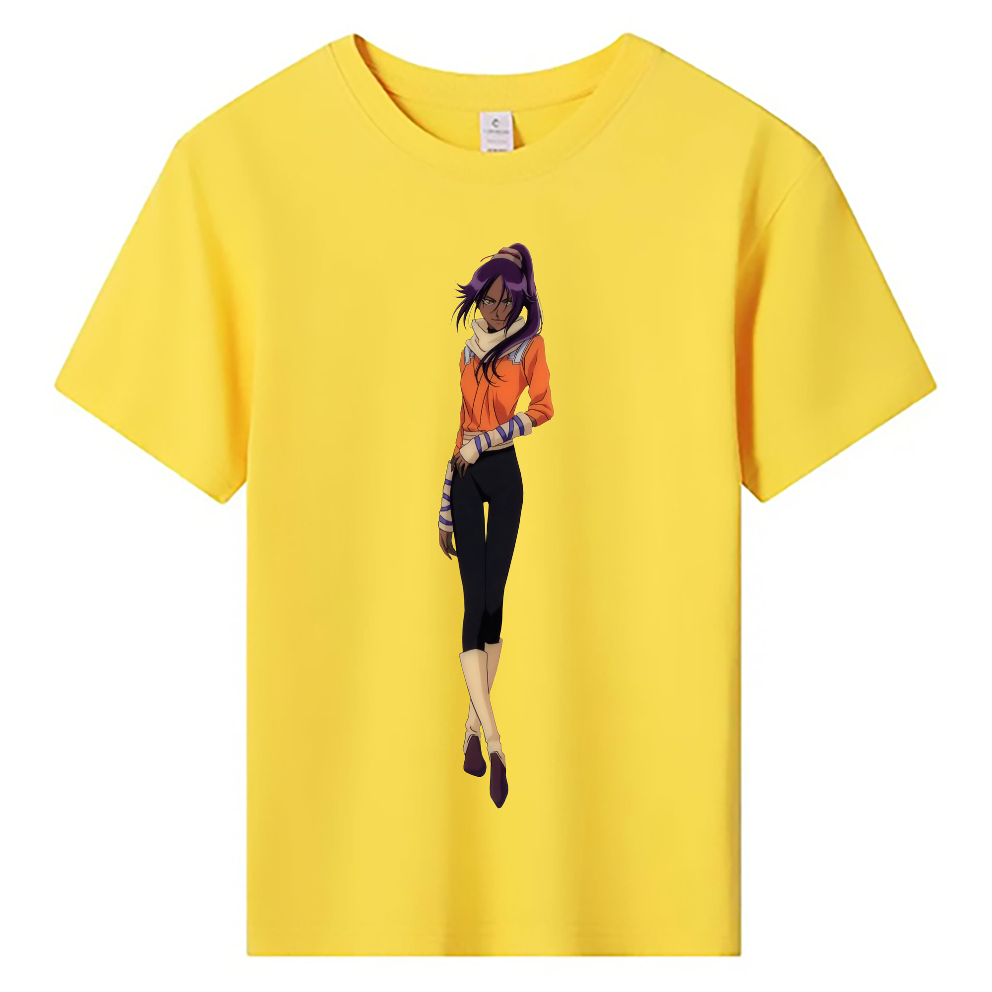 （画像用） ブリーチ 四楓院 夜一（しほういん よるいち） BLEACH Shihouin Yoruichi 綿100％キッズTシャツ（フロントプリント）