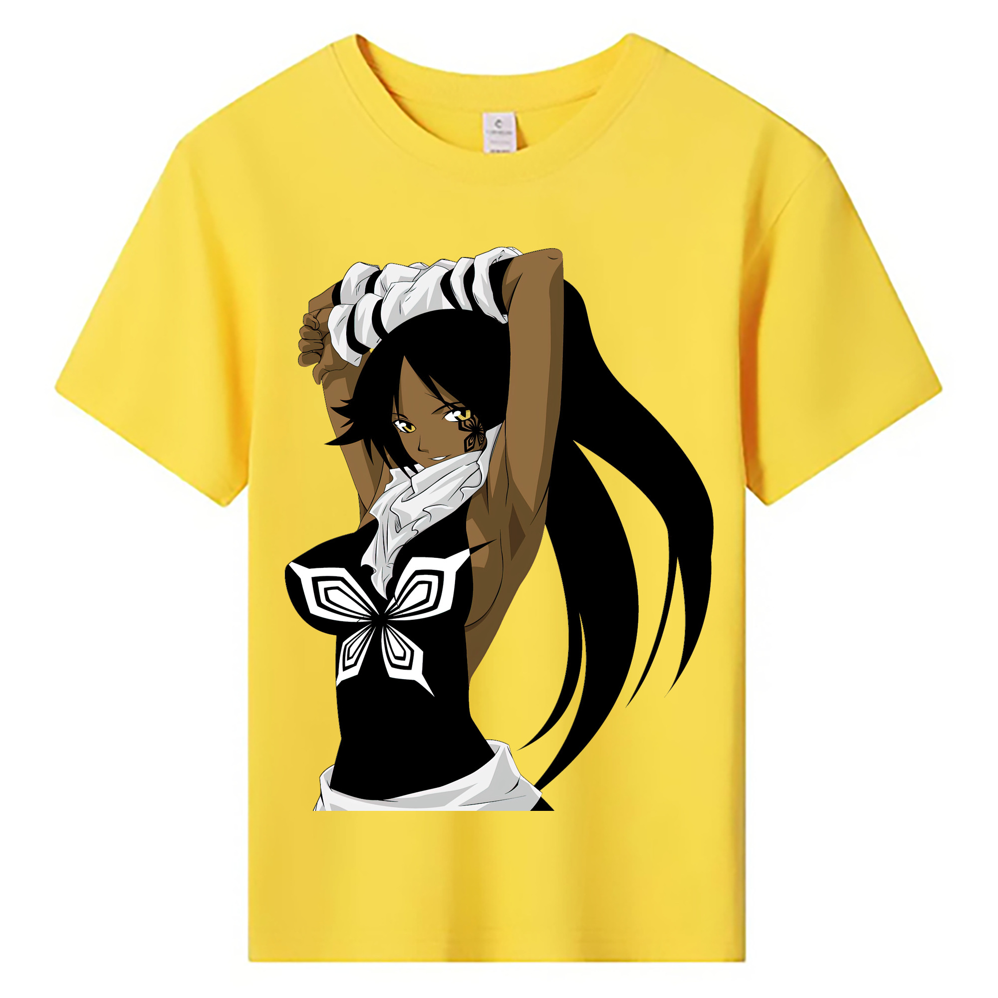 （画像用） ブリーチ 四楓院 夜一（しほういん よるいち） BLEACH Shihouin Yoruichi 綿100％キッズTシャツ（フロントプリント）
