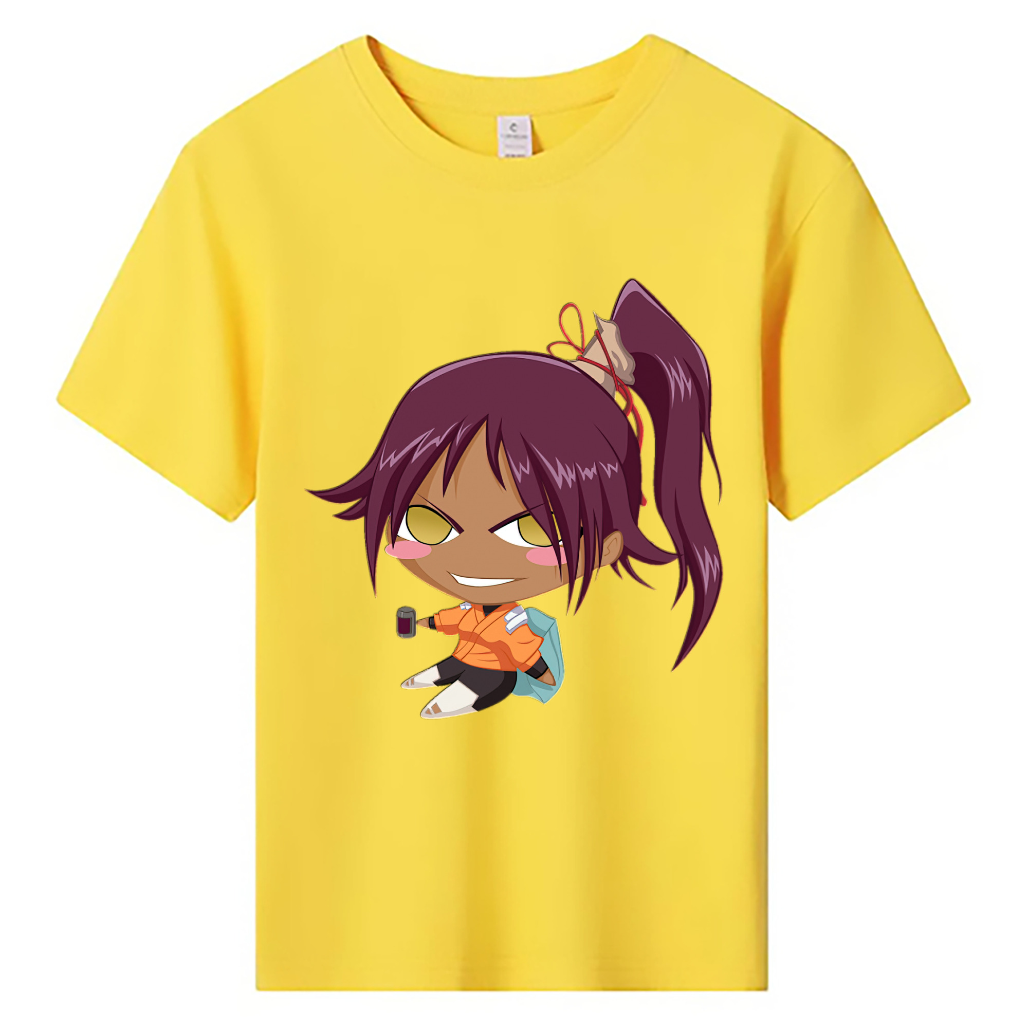 （画像用） ブリーチ 四楓院 夜一（しほういん よるいち） BLEACH Shihouin Yoruichi 綿100％キッズTシャツ（フロントプリント）