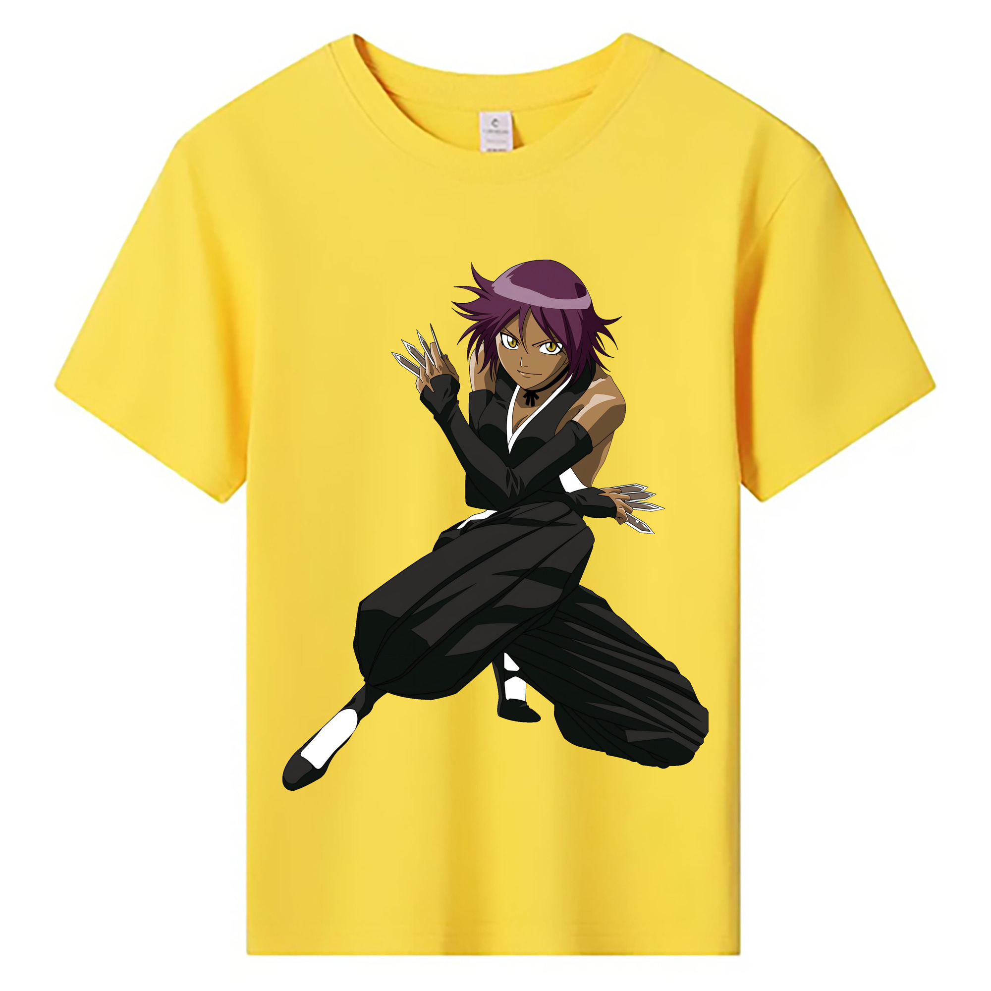 （画像用） ブリーチ 四楓院 夜一（しほういん よるいち） BLEACH Shihouin Yoruichi 綿100％キッズTシャツ（フロントプリント）