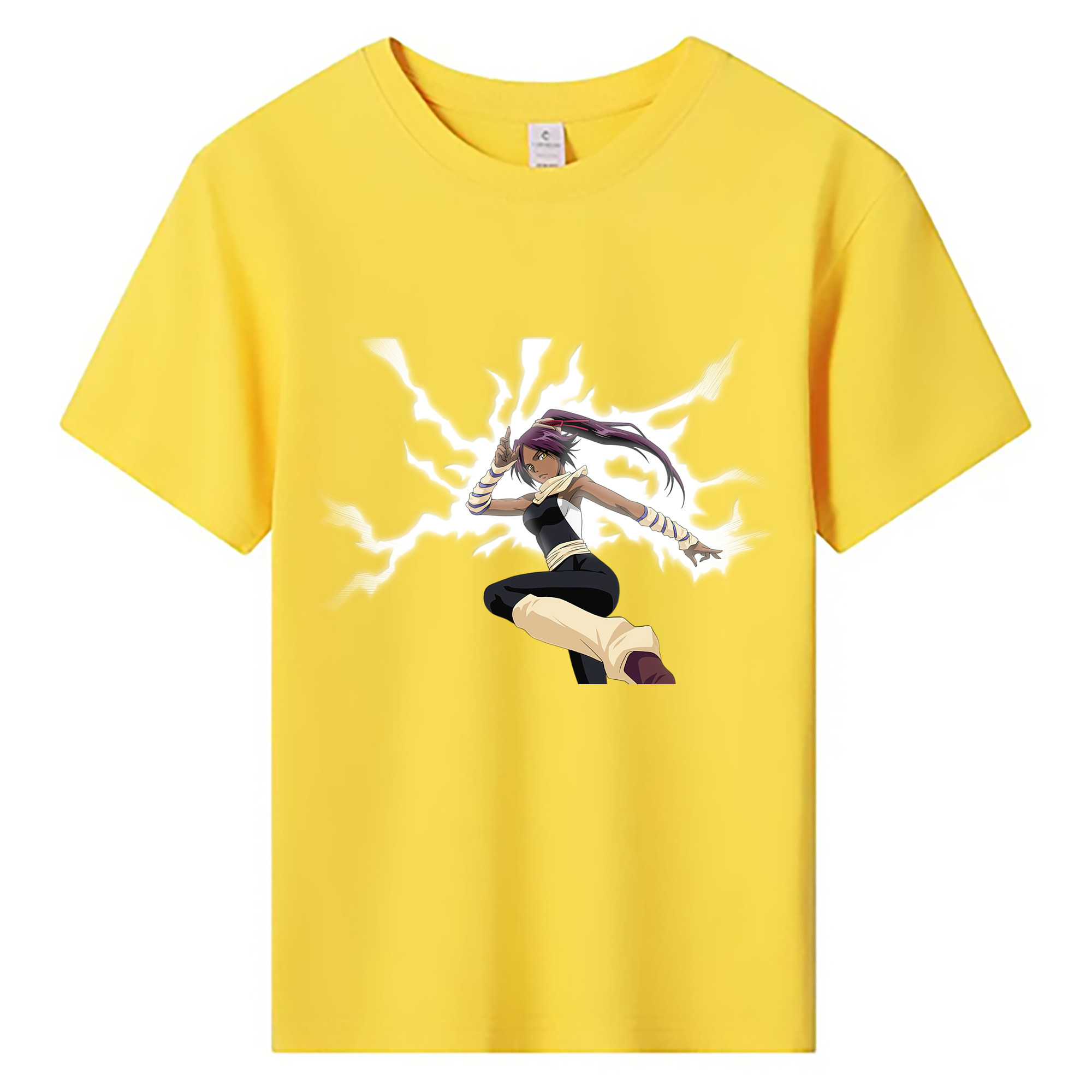 （画像用） ブリーチ 四楓院 夜一（しほういん よるいち） BLEACH Shihouin Yoruichi 綿100％キッズTシャツ（フロントプリント）