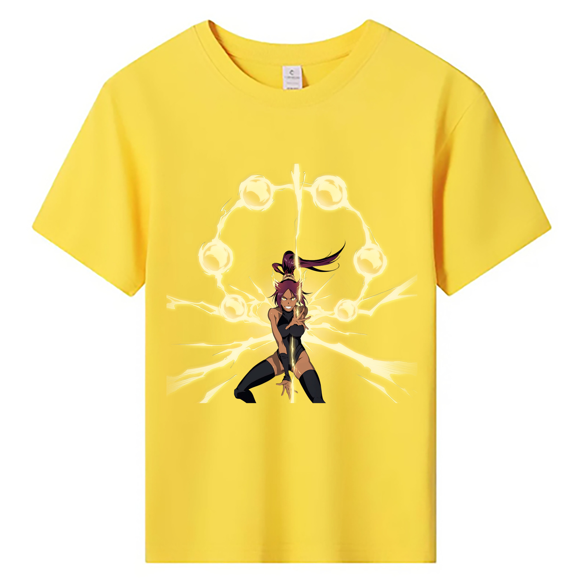 （画像用） ブリーチ 四楓院 夜一（しほういん よるいち） BLEACH Shihouin Yoruichi 綿100％キッズTシャツ（フロントプリント）