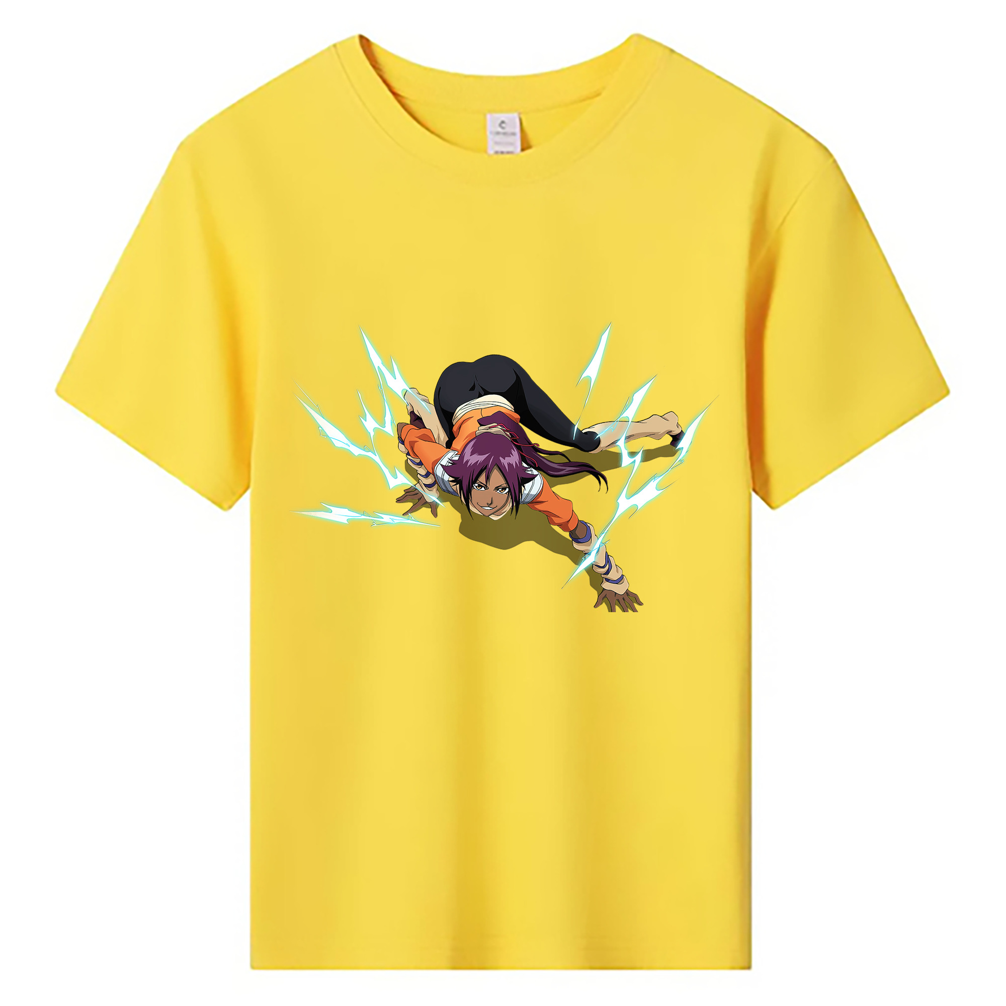 （画像用） ブリーチ 四楓院 夜一（しほういん よるいち） BLEACH Shihouin Yoruichi 綿100％キッズTシャツ（フロントプリント）