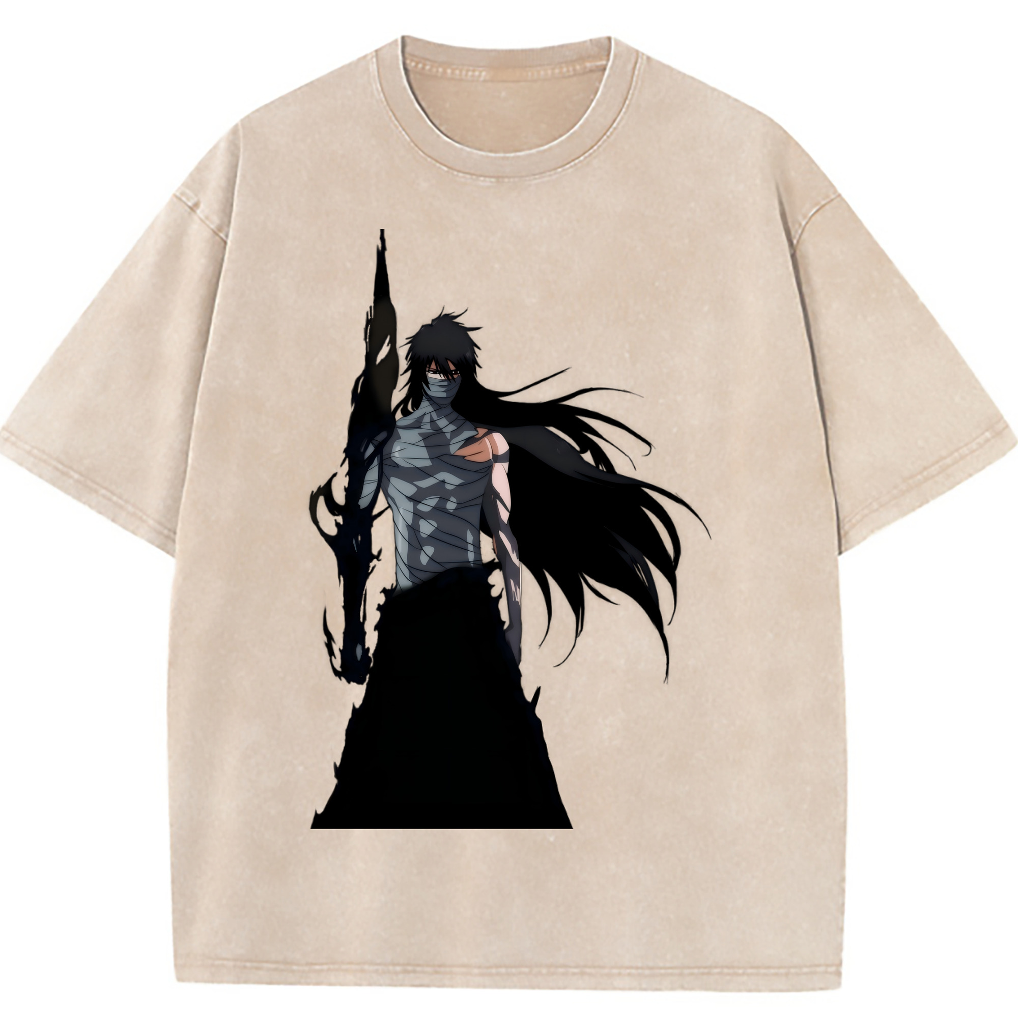 （画像用） ブリーチ 黒崎一護（くろさき いちご）BLEACH Kurosaki Ichigo 綿100% ヴィンテージ風 半袖Tシャツ（フロントプリント）