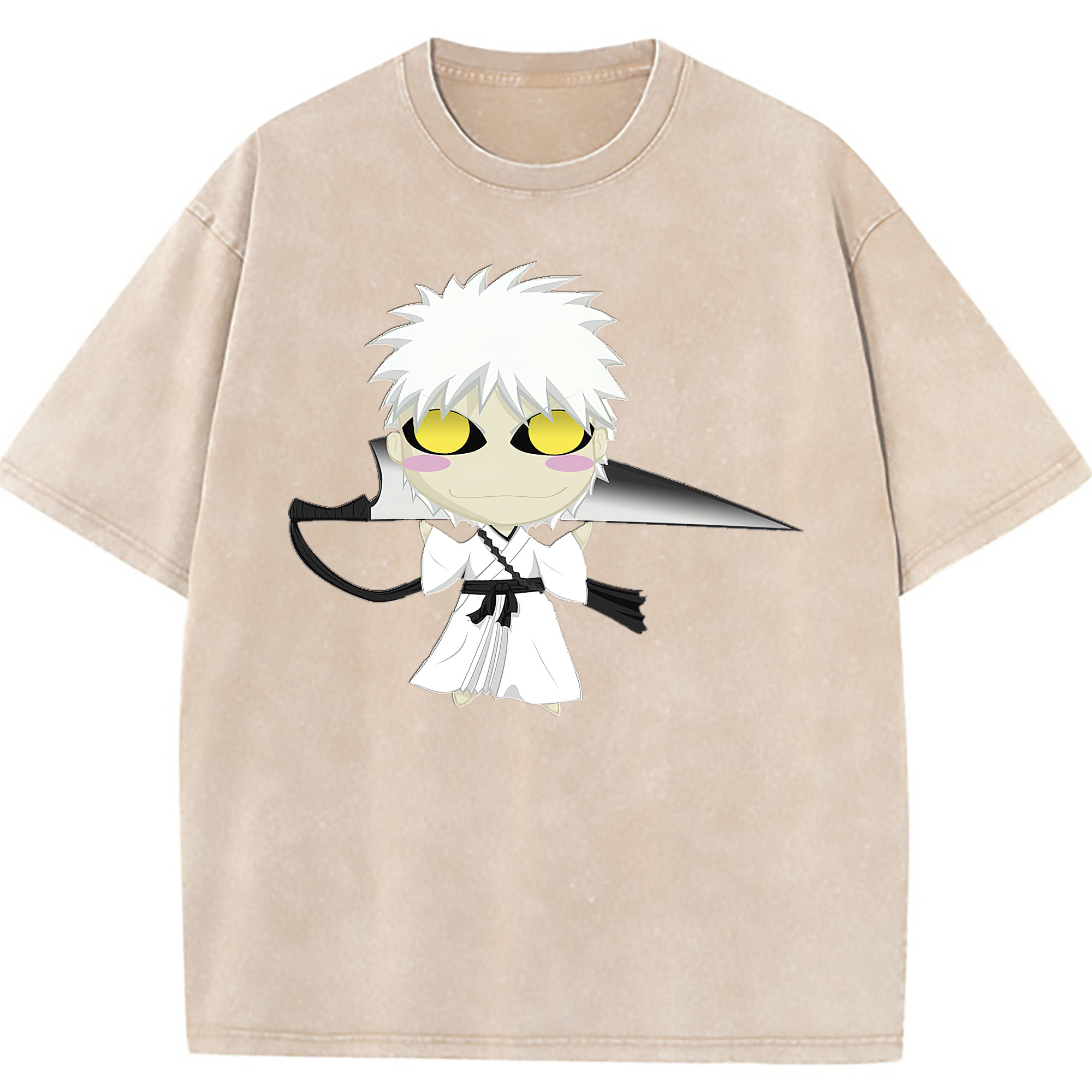 （画像用） ブリーチ 黒崎一護（くろさき いちご）BLEACH Kurosaki Ichigo 綿100% ヴィンテージ風 半袖Tシャツ（フロントプリント）