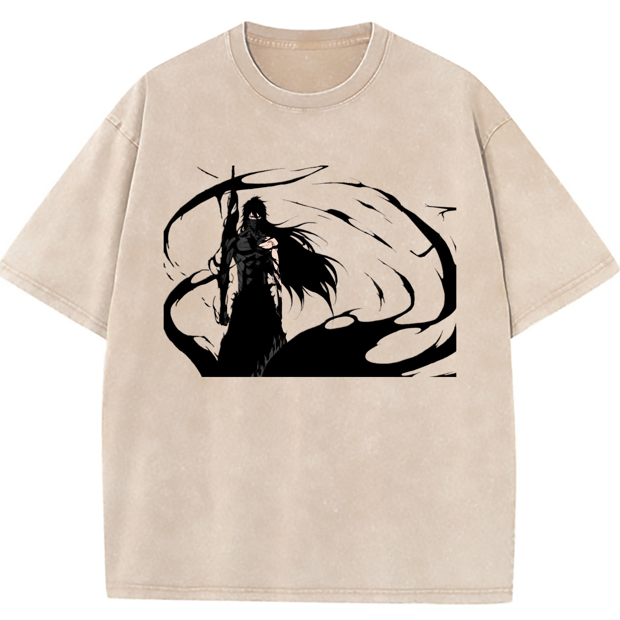 （画像用） ブリーチ 黒崎一護（くろさき いちご）BLEACH Kurosaki Ichigo 綿100% ヴィンテージ風 半袖Tシャツ（フロントプリント）