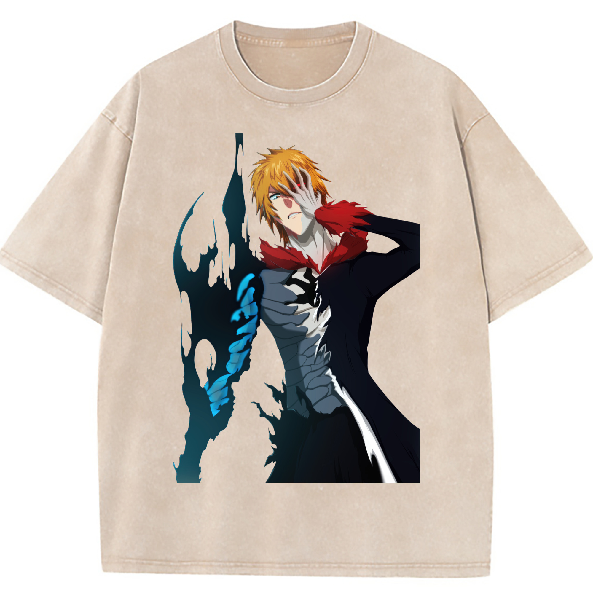 （画像用） ブリーチ 黒崎一護（くろさき いちご）BLEACH Kurosaki Ichigo 綿100% ヴィンテージ風 半袖Tシャツ（フロントプリント）