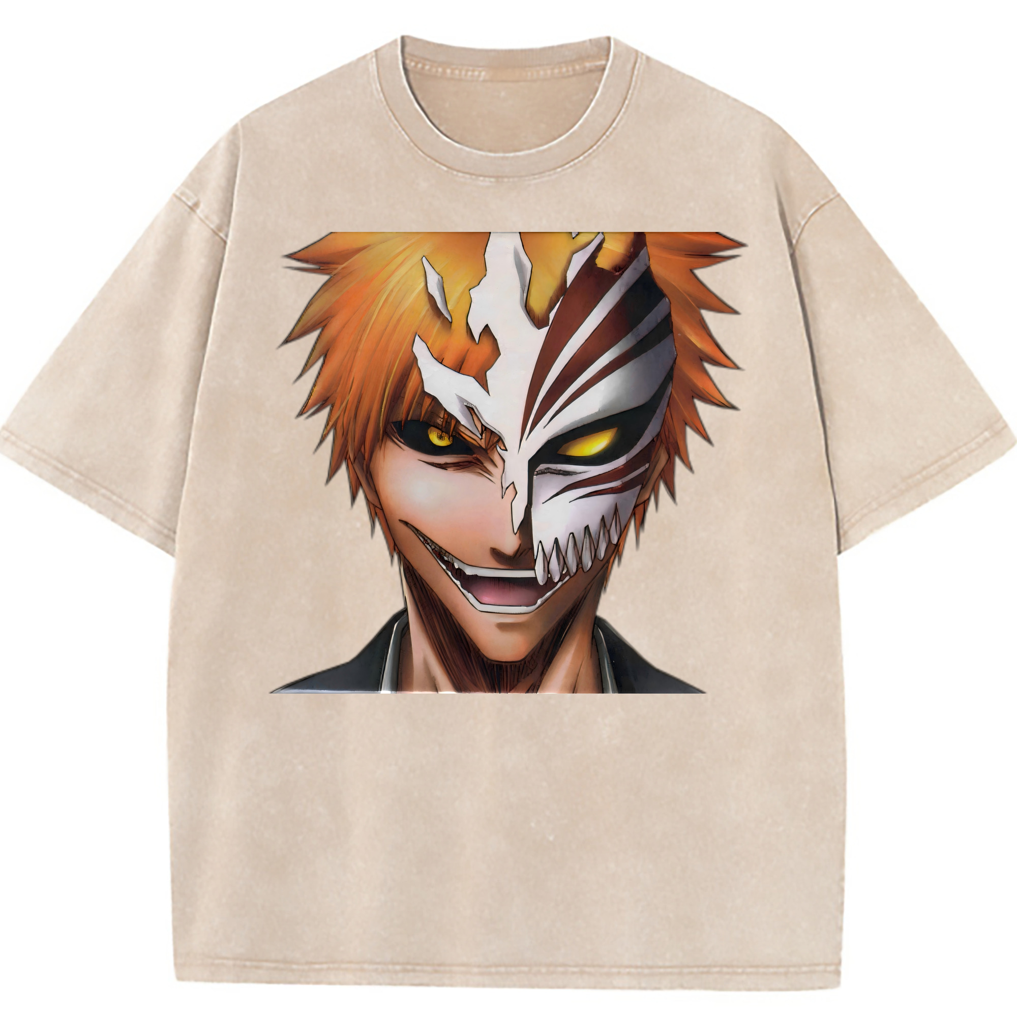 （画像用） ブリーチ 黒崎一護（くろさき いちご）BLEACH Kurosaki Ichigo 綿100% ヴィンテージ風 半袖Tシャツ（フロントプリント）