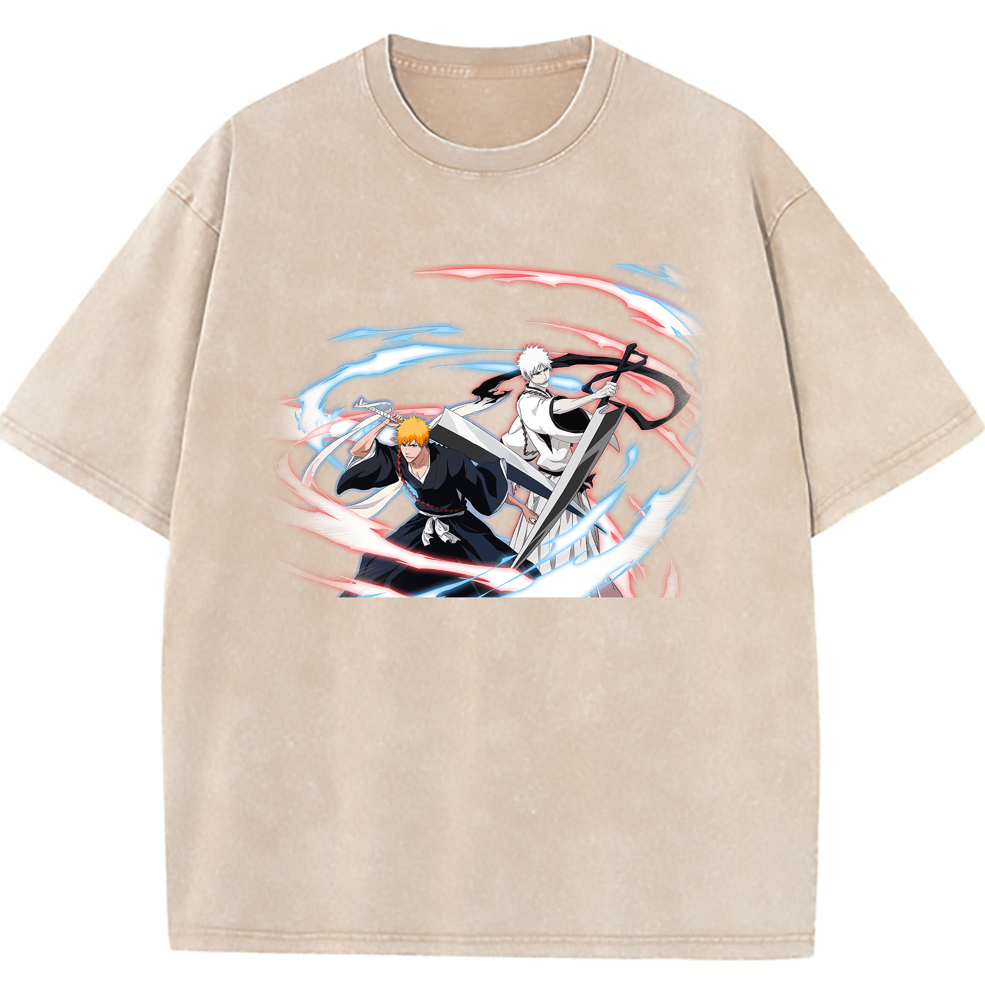 （画像用） ブリーチ 黒崎一護（くろさき いちご）BLEACH Kurosaki Ichigo 綿100% ヴィンテージ風 半袖Tシャツ（フロントプリント）