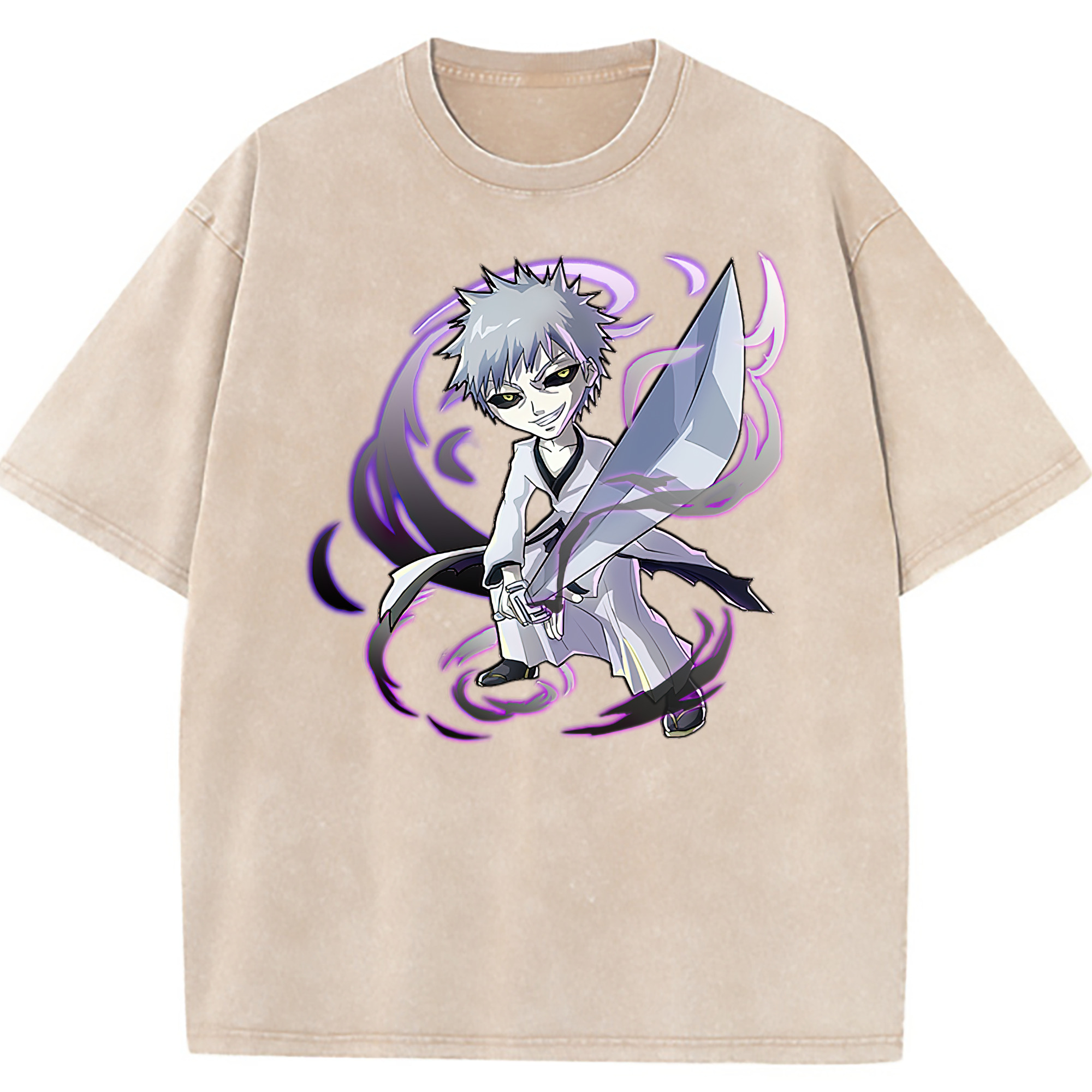 （画像用） ブリーチ 黒崎一護（くろさき いちご）BLEACH Kurosaki Ichigo 綿100% ヴィンテージ風 半袖Tシャツ（フロントプリント）