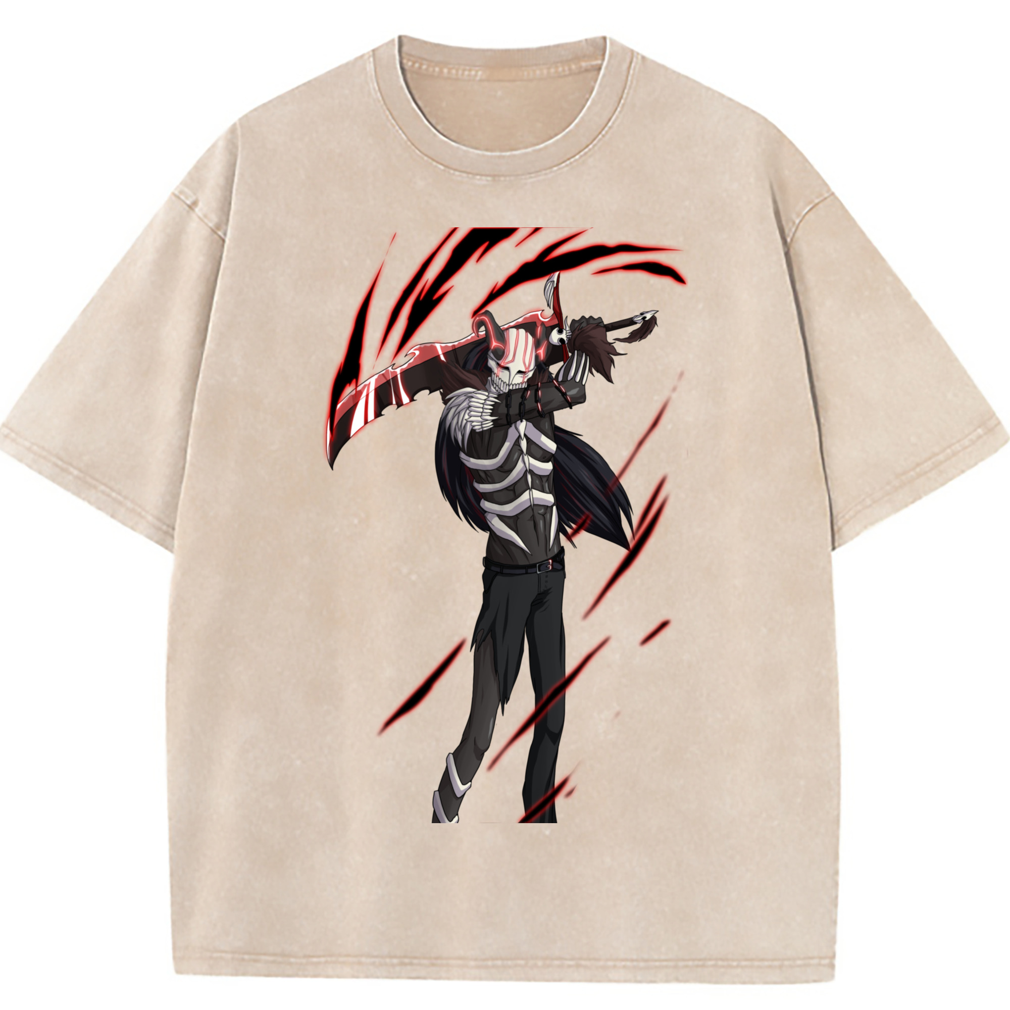 （画像用） ブリーチ 黒崎一護（くろさき いちご）BLEACH Kurosaki Ichigo 綿100% ヴィンテージ風 半袖Tシャツ（フロントプリント）