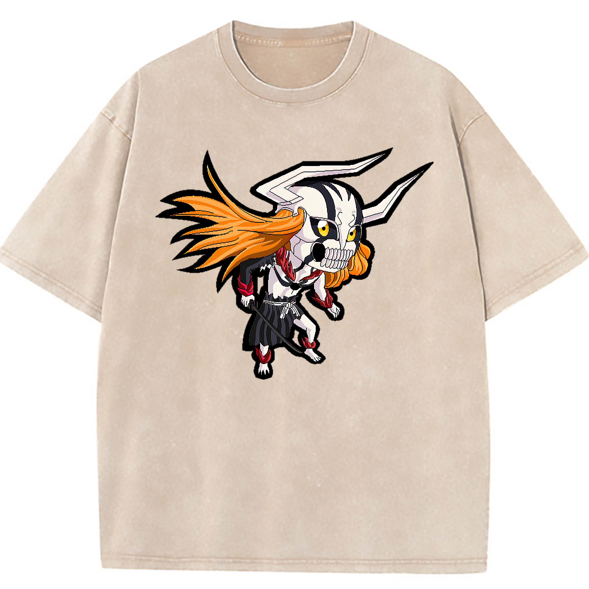 （画像用） ブリーチ 黒崎一護（くろさき いちご）BLEACH Kurosaki Ichigo 綿100% ヴィンテージ風 半袖Tシャツ（フロントプリント）