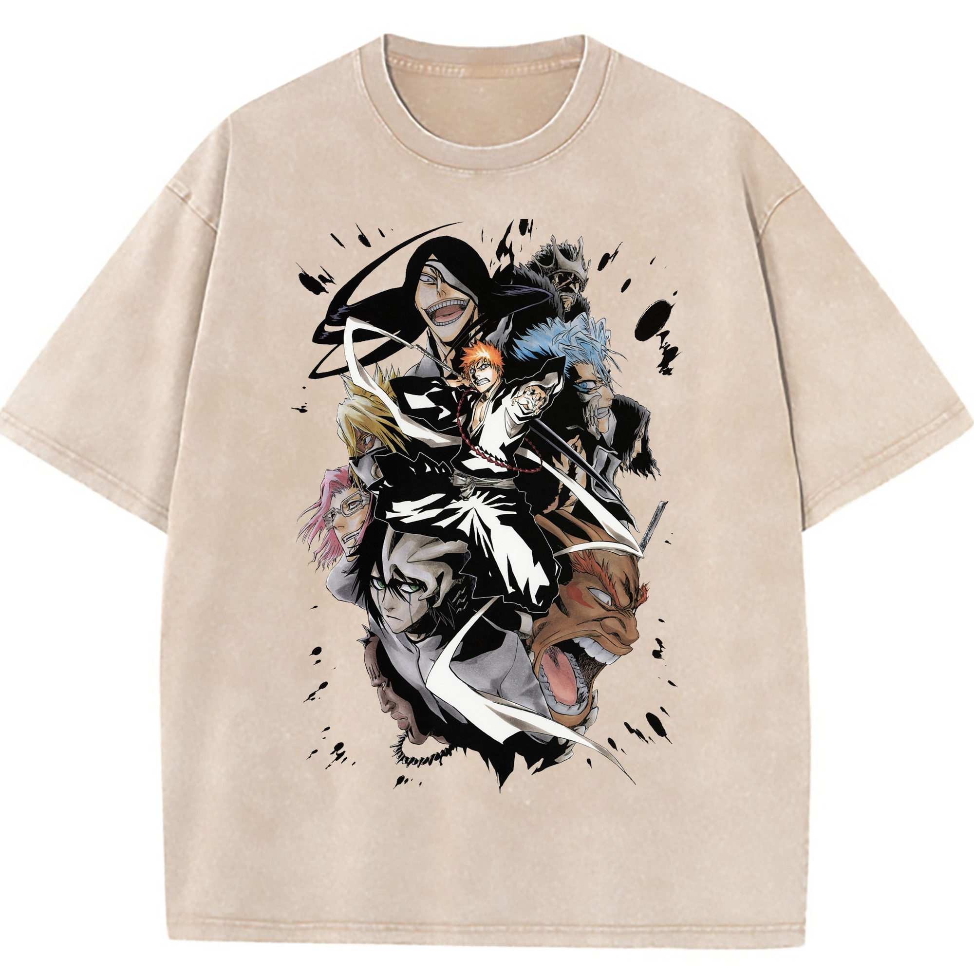 （画像用） ブリーチ 黒崎一護（くろさき いちご）BLEACH Kurosaki Ichigo 綿100% ヴィンテージ風 半袖Tシャツ（フロントプリント）
