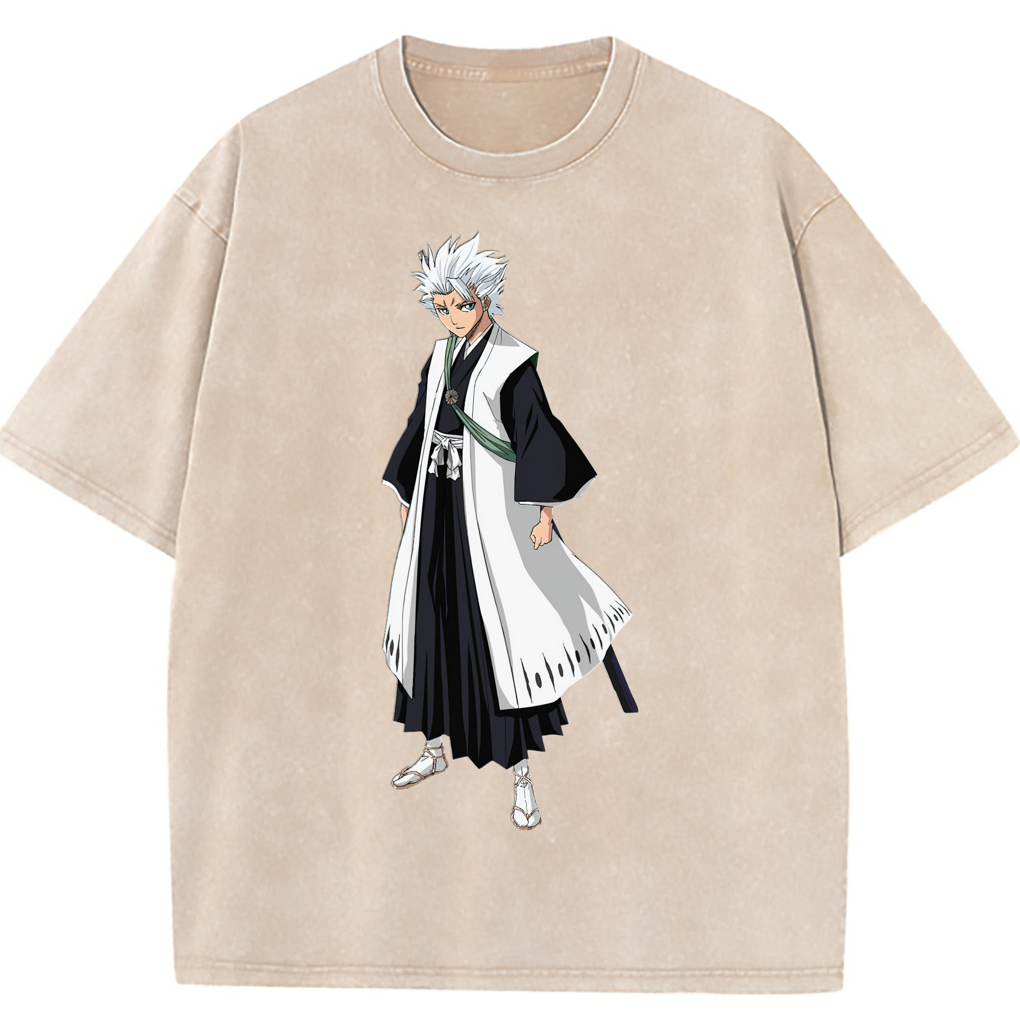 （画像用） ブリーチ 日番谷冬獅郎（ひつがや とうしろう） BLEACH Hitsugaya Toushirou 綿100% ヴィンテージ風 半袖Tシャツ（フロントプリント）