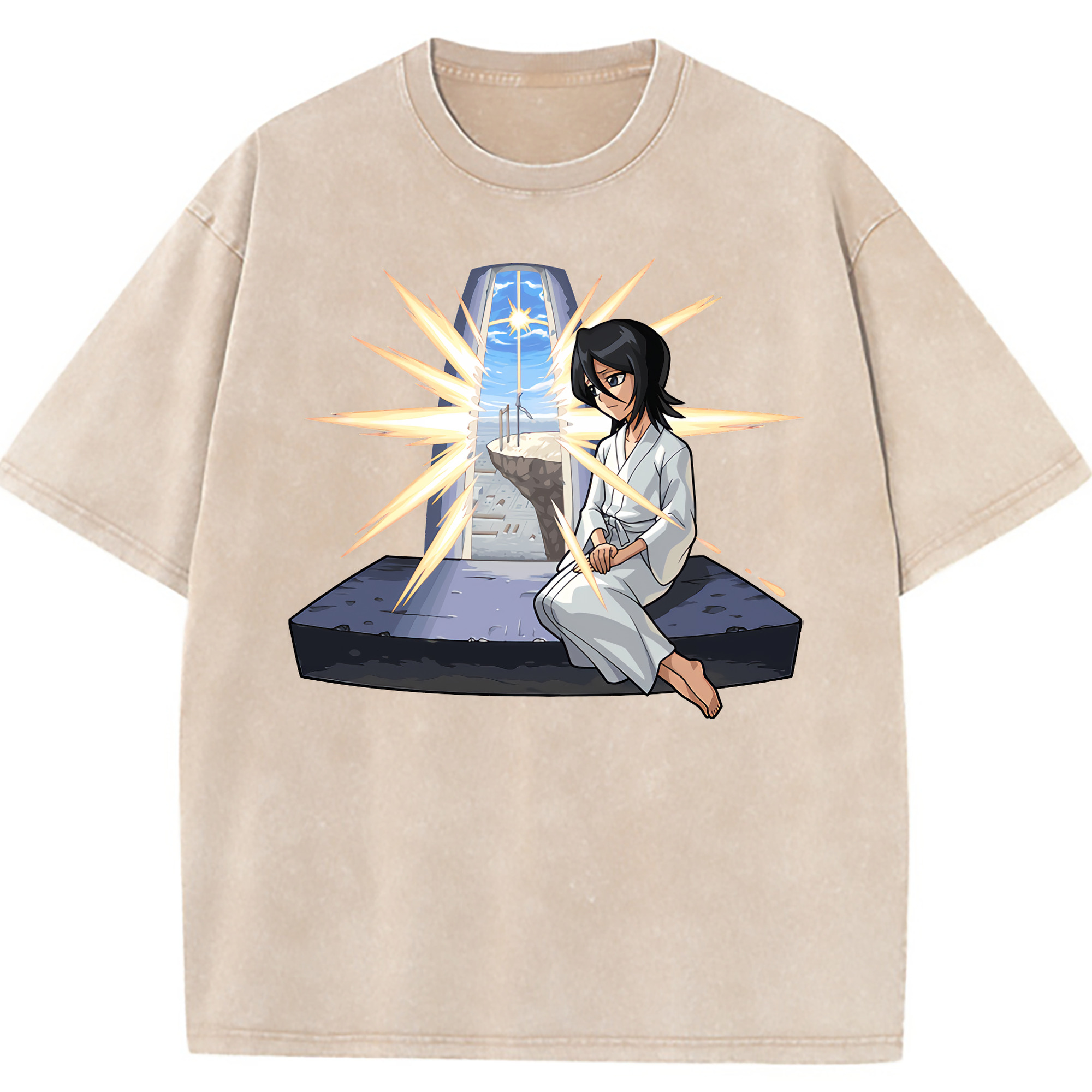 （画像用） ブリーチ 朽木ルキア BLEACH Kuchiki Rukia 綿100% ヴィンテージ風 半袖Tシャツ（フロントプリント）