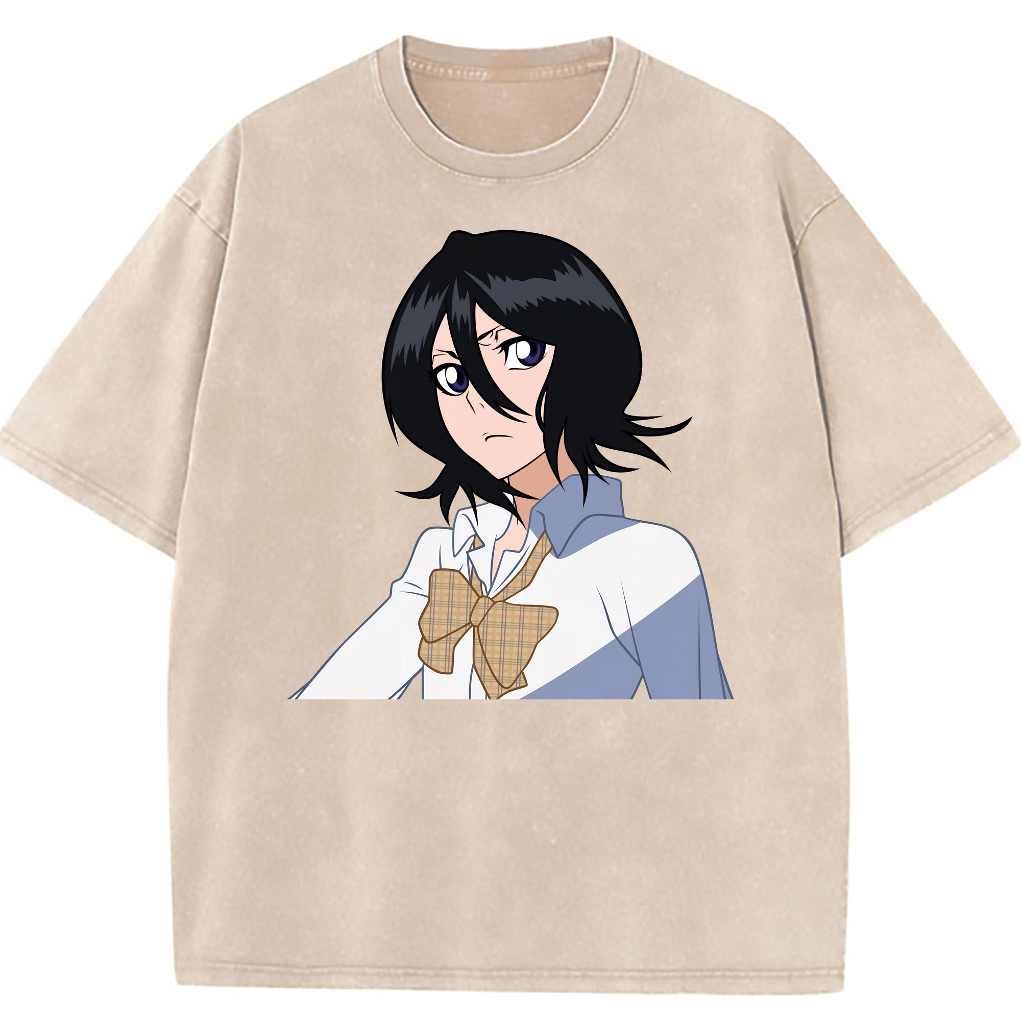 （画像用） ブリーチ 朽木ルキア BLEACH Kuchiki Rukia 綿100% ヴィンテージ風 半袖Tシャツ（フロントプリント）