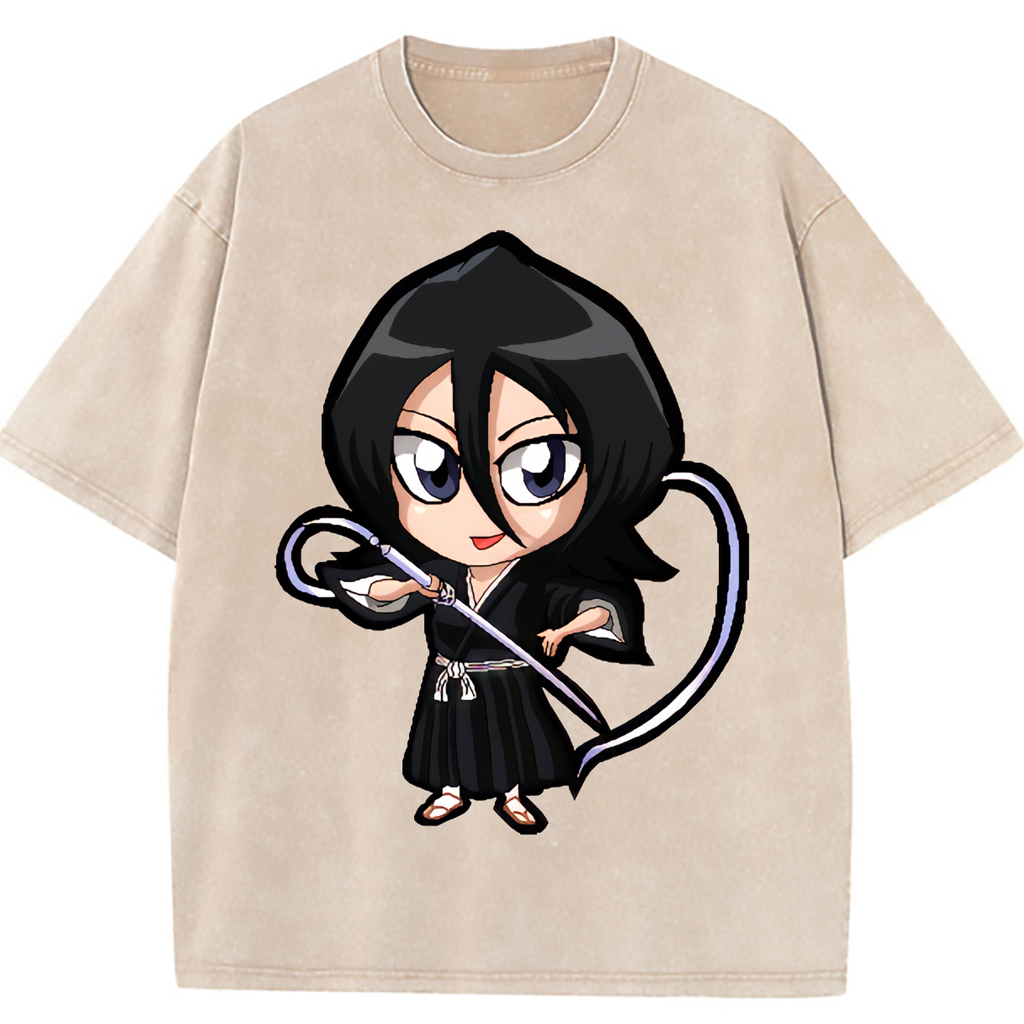 （画像用） ブリーチ 朽木ルキア BLEACH Kuchiki Rukia 綿100% ヴィンテージ風 半袖Tシャツ（フロントプリント）