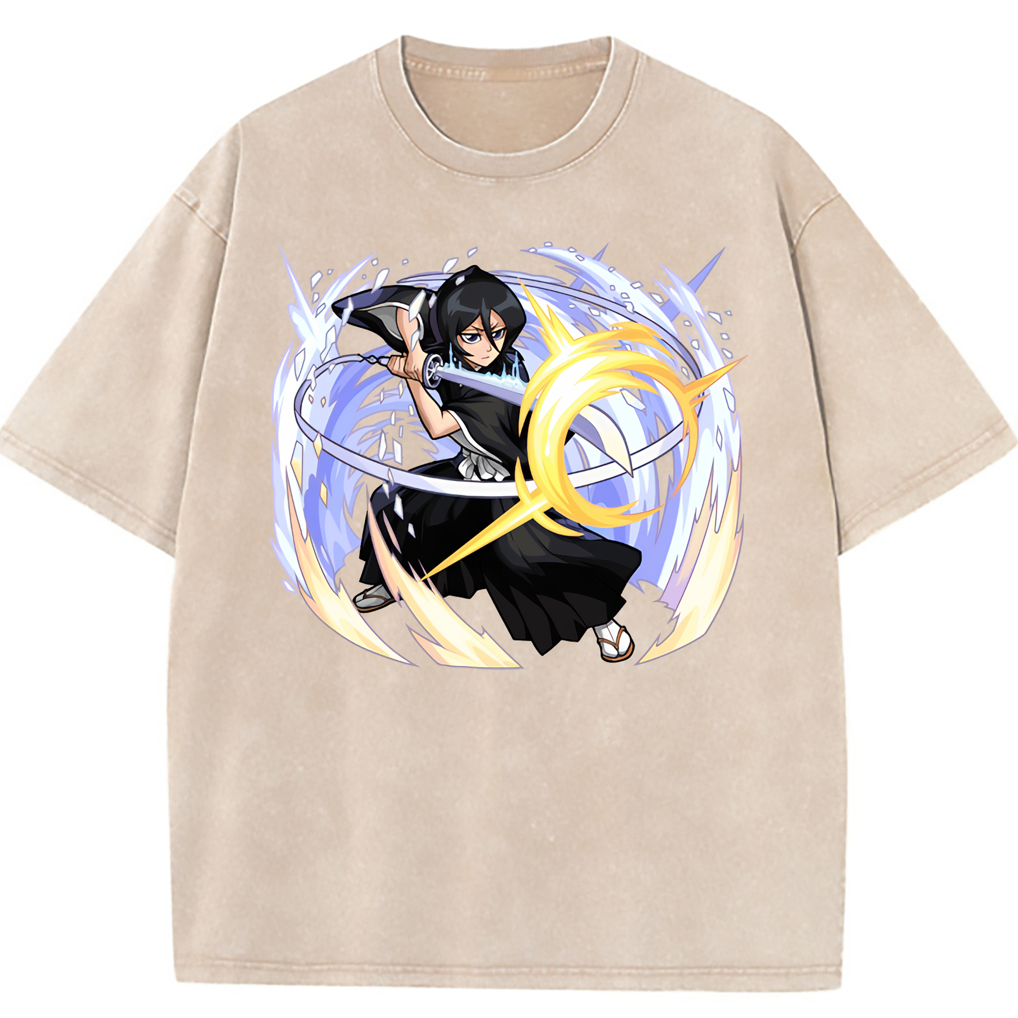 （画像用） ブリーチ 朽木ルキア BLEACH Kuchiki Rukia 綿100% ヴィンテージ風 半袖Tシャツ（フロントプリント）