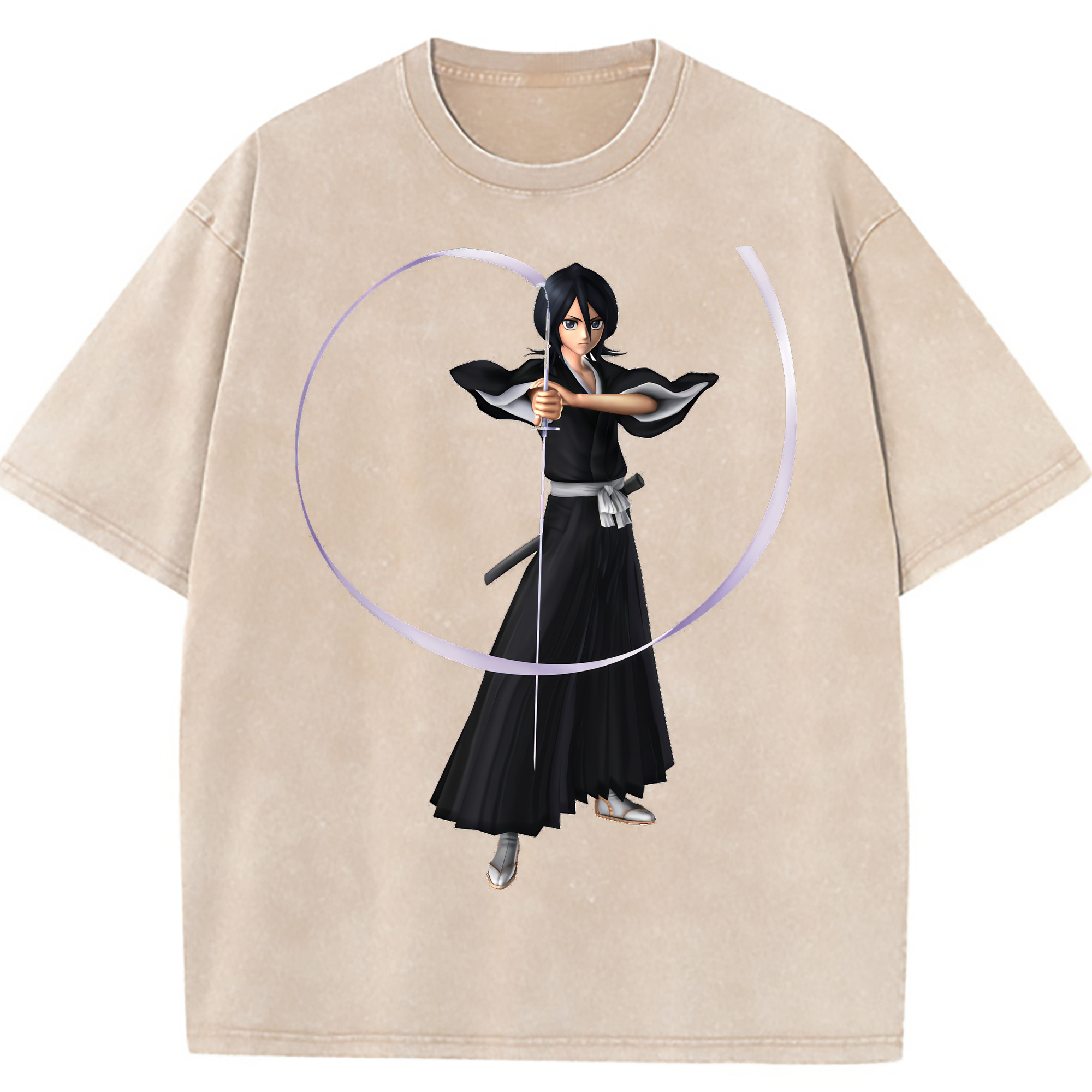 （画像用） ブリーチ 朽木ルキア BLEACH Kuchiki Rukia 綿100% ヴィンテージ風 半袖Tシャツ（フロントプリント）
