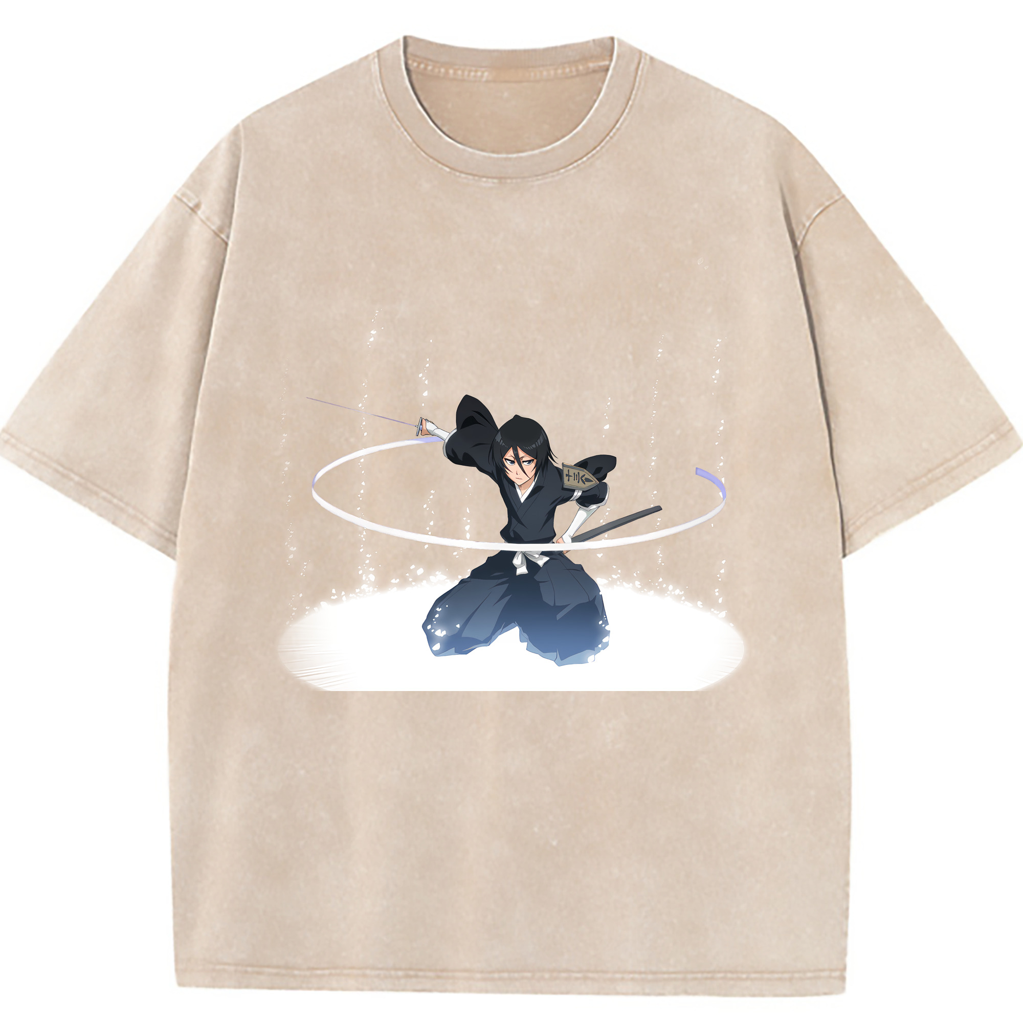 （画像用） ブリーチ 朽木ルキア BLEACH Kuchiki Rukia 綿100% ヴィンテージ風 半袖Tシャツ（フロントプリント）