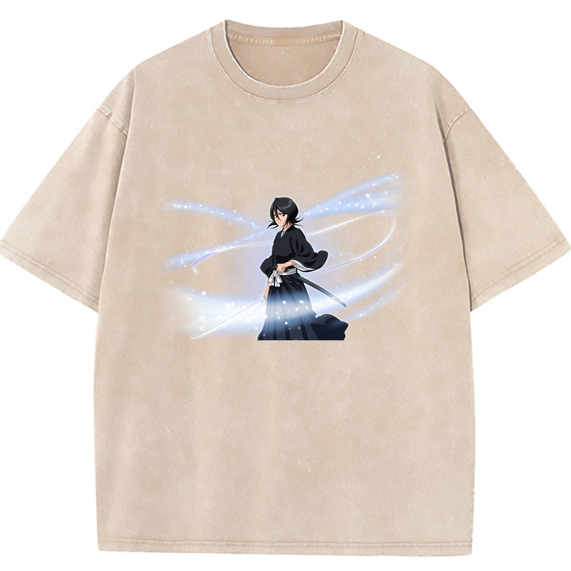 （画像用） ブリーチ 朽木ルキア BLEACH Kuchiki Rukia 綿100% ヴィンテージ風 半袖Tシャツ（フロントプリント）