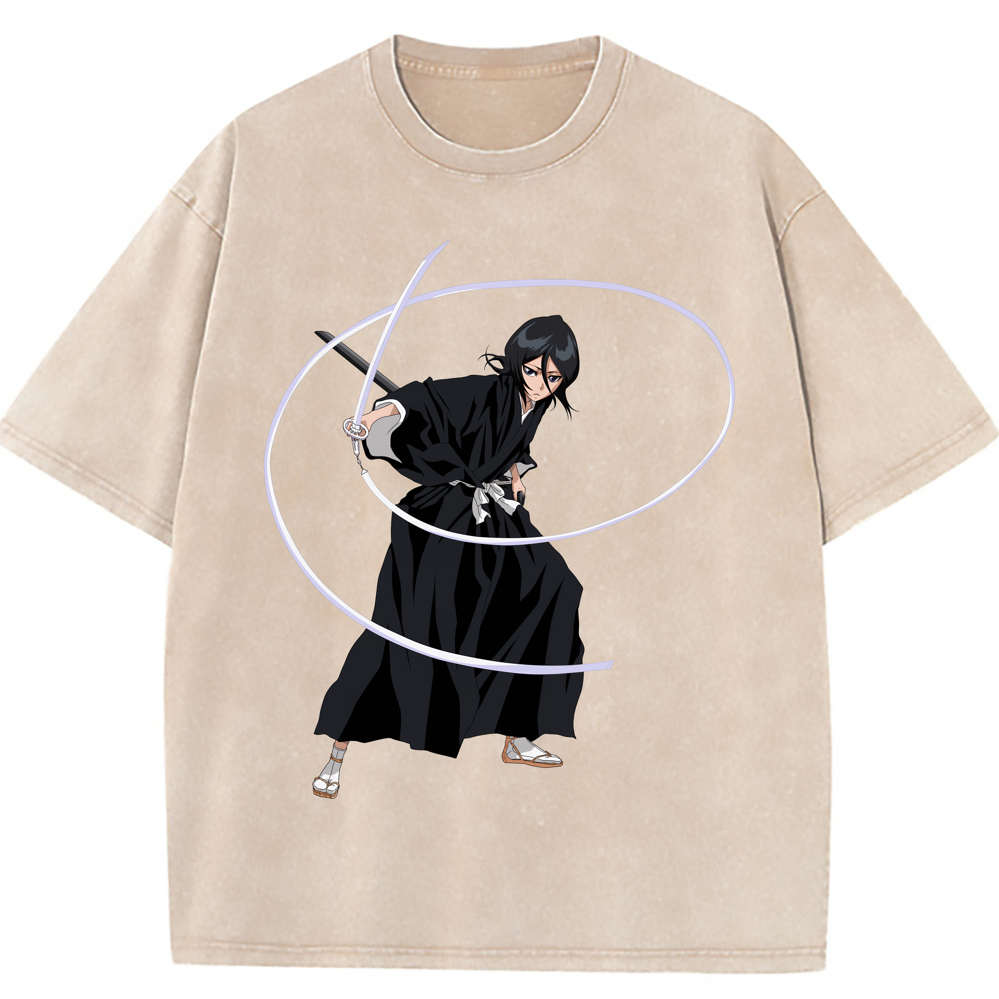 （画像用） ブリーチ 朽木ルキア BLEACH Kuchiki Rukia 綿100% ヴィンテージ風 半袖Tシャツ（フロントプリント）